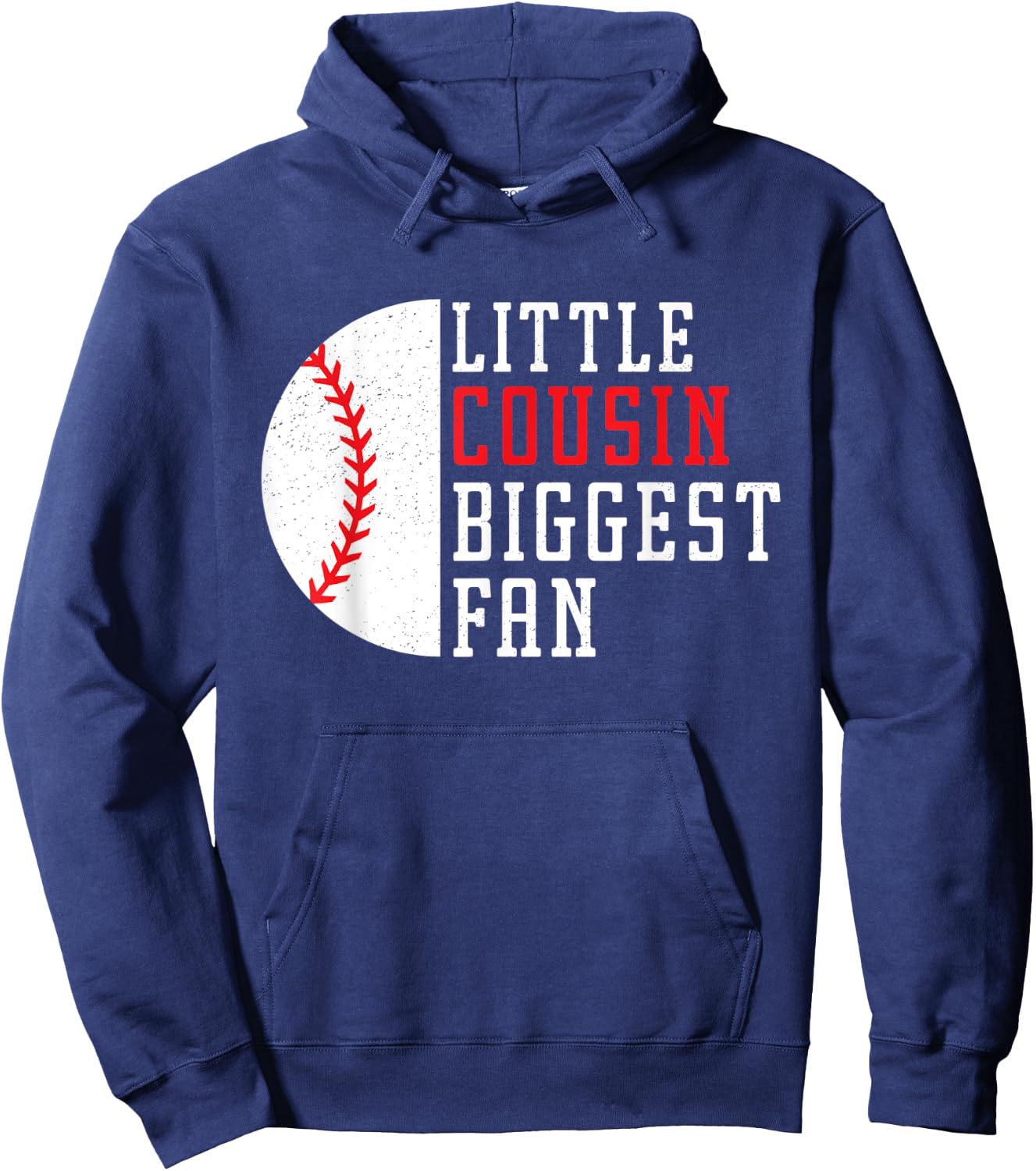Little Cousin Biggest Fan Baseball, Cheer Baseball Sister Hoodie - Hoodie | Navy