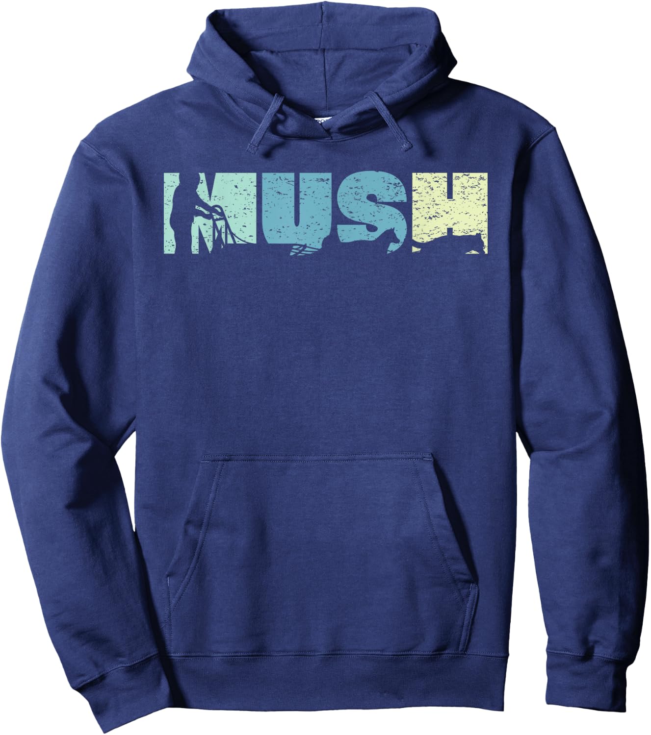 Retro Mush Mushing Sled Dog Sledding Musher Men Women Hoodie - Hoodie | Navy