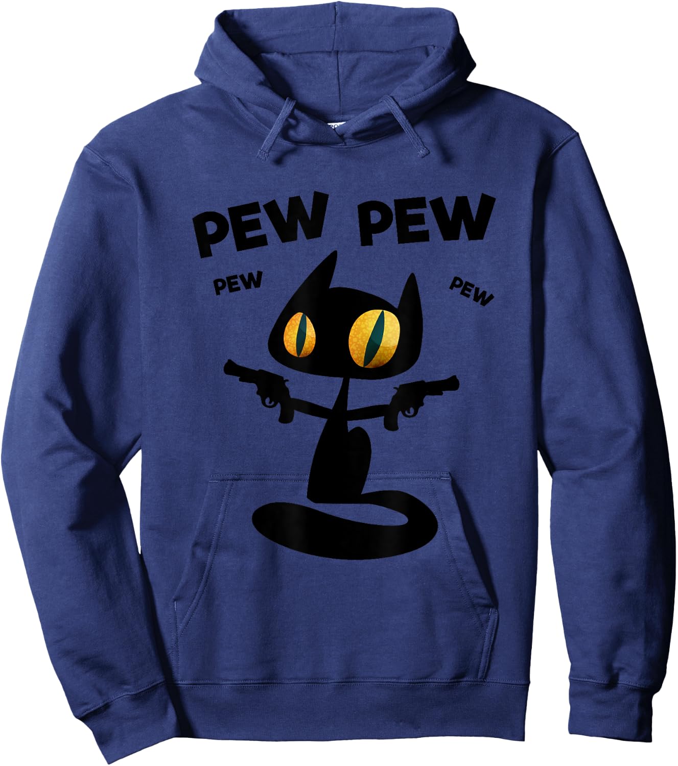 Cool Funny Pew Pew Halloween Black Cat Graphic Cool Designs Women Hoodie - Hoodie | Navy