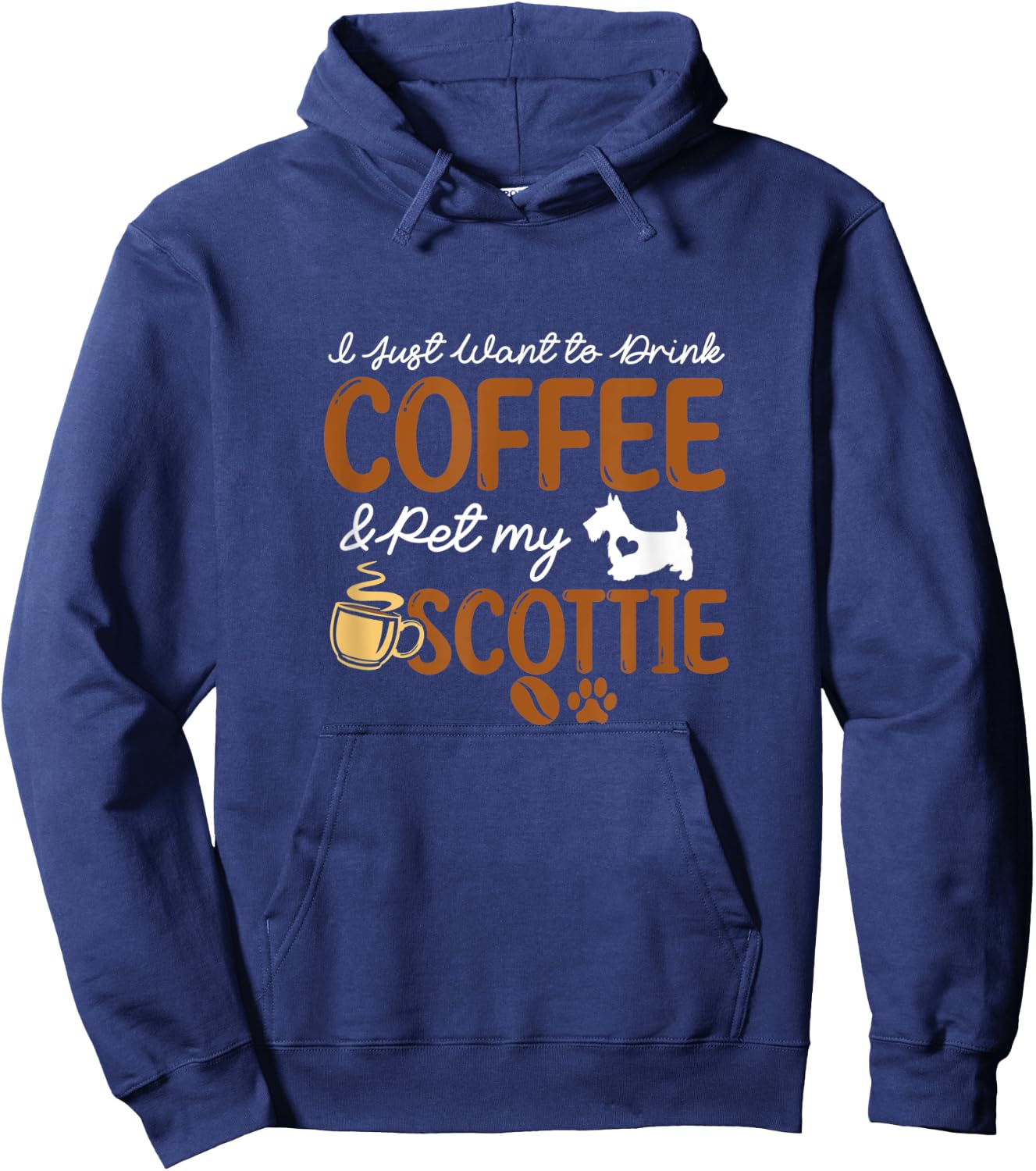 Funny Coffee Lover Cute Scottie Dog Owner Gifts Dog Mom Dad Hoodie - Hoodie | Navy