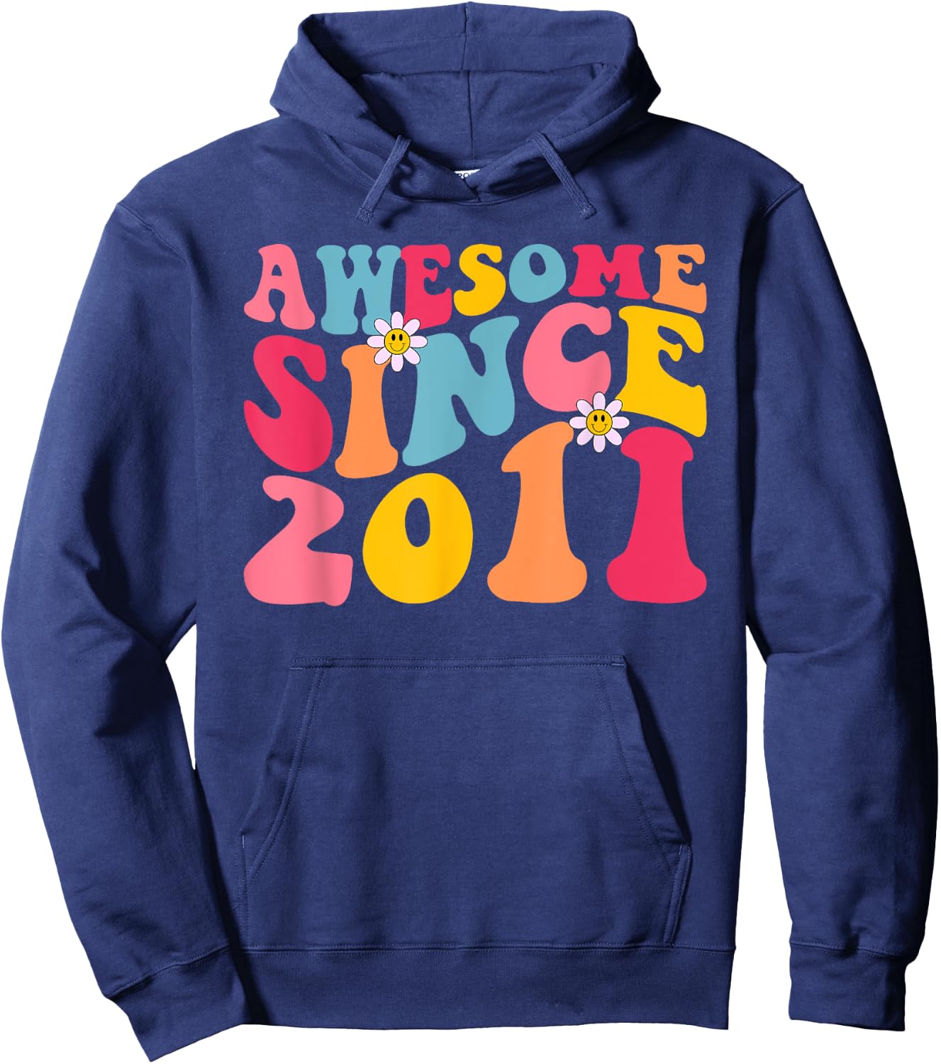 14th Birthday Awesome Since 2011 Retro 14 Years Old Vintage Hoodie - Hoodie | Navy