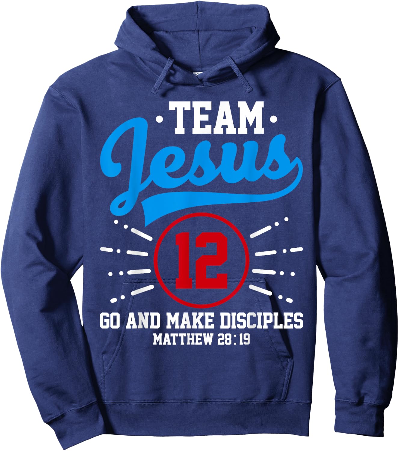 Jesus and Baseball Team Jesus Christian Matthew 28:19 Verse Hoodie - Hoodie | Navy