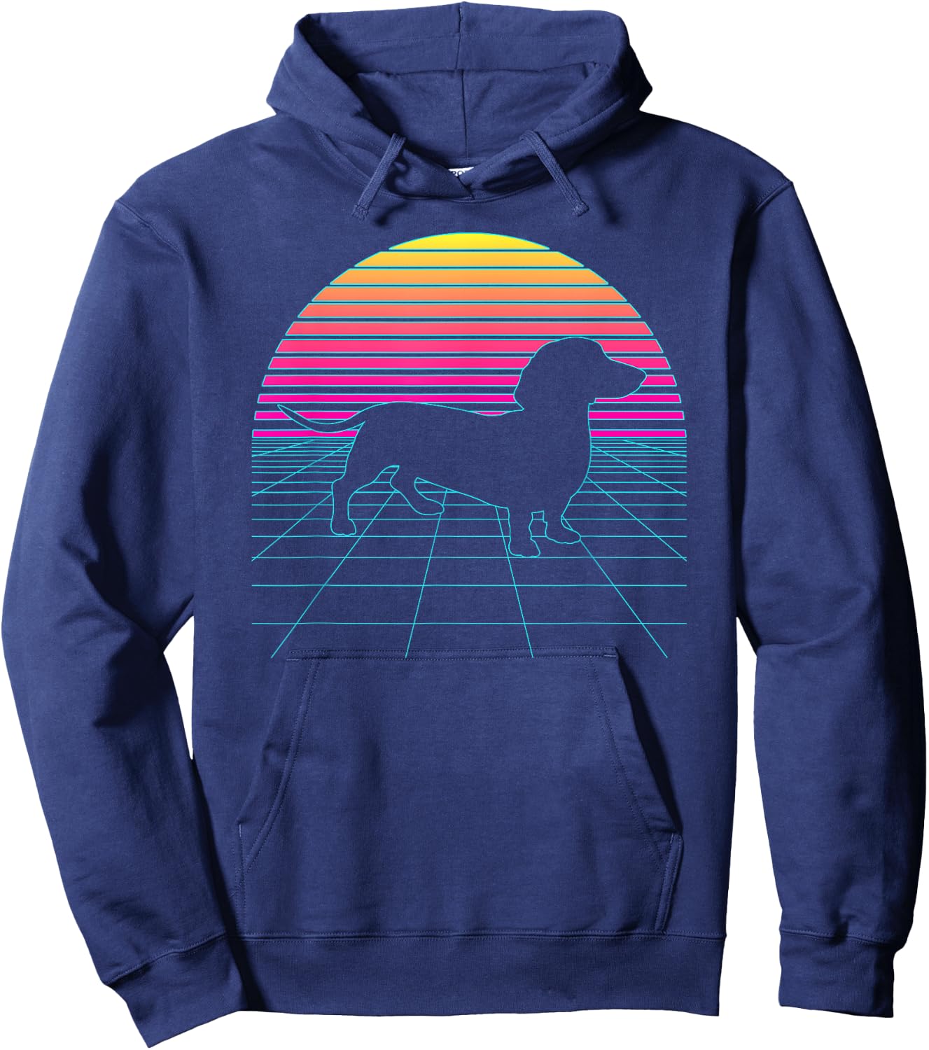 Dachshund Retro Vintage 80s Vaporwave Weiner Dog Lover Women Girls Kids Hoodie - Hoodie | Navy