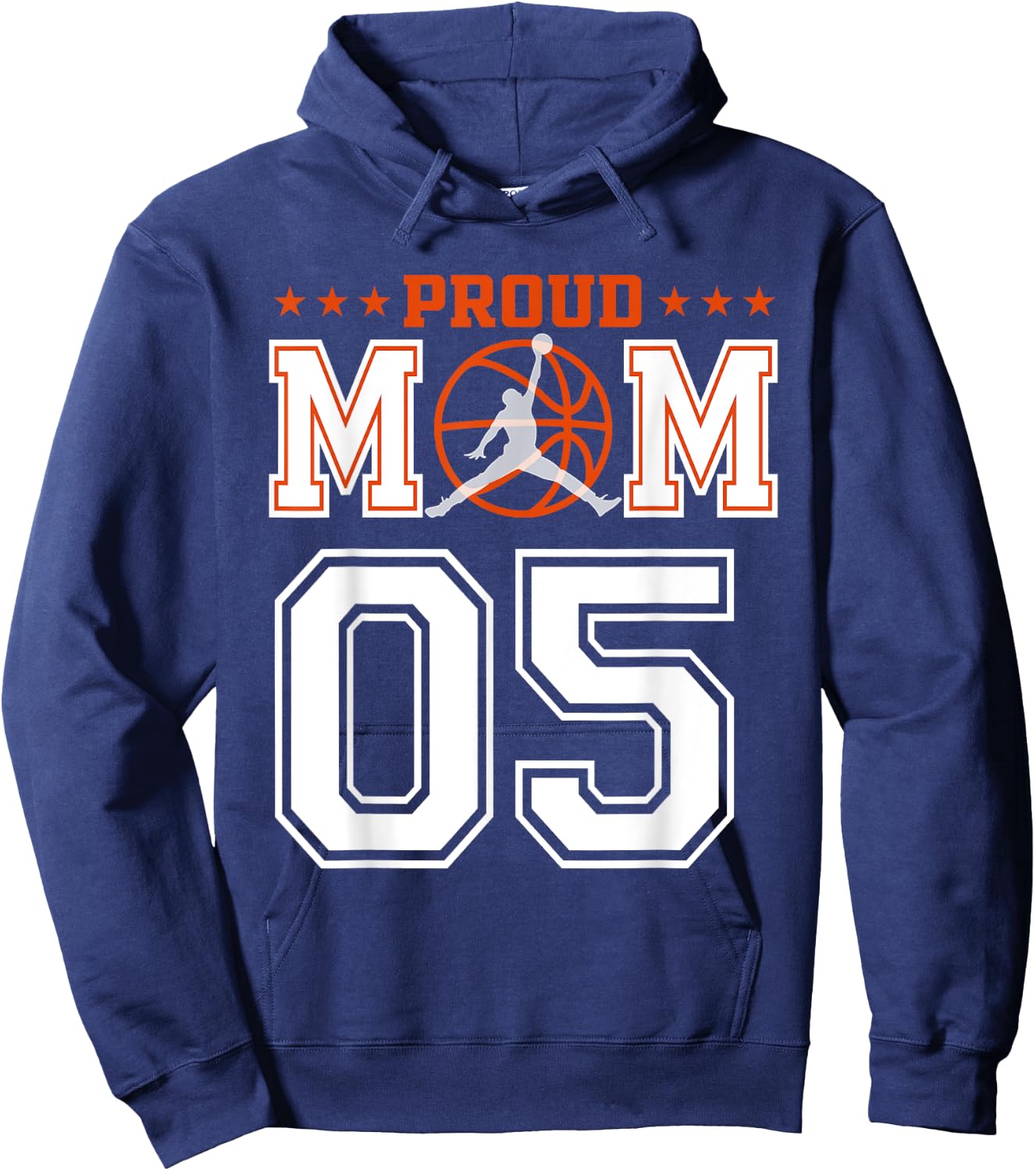 Custom Number 05 Proud Basketball Mom Personalized Sport Lov Hoodie - Hoodie | Navy