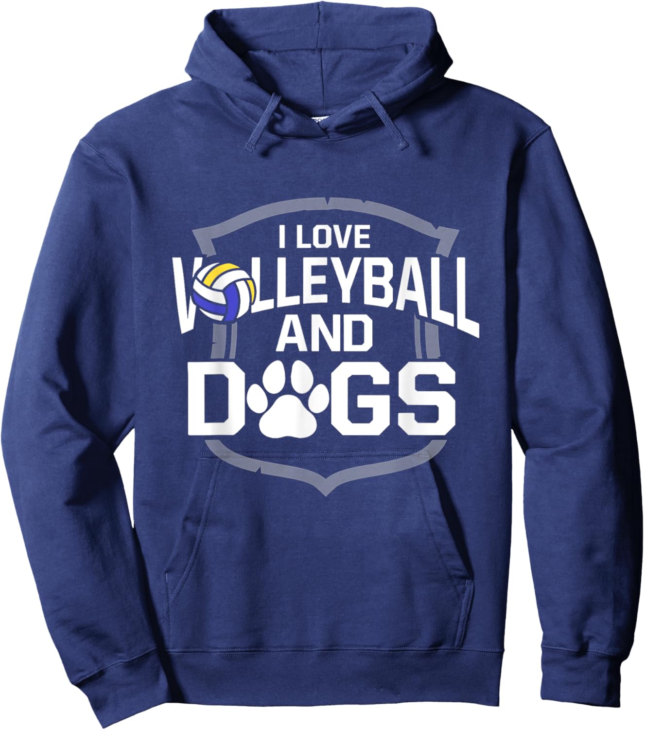 I Love Volleyball And Dogs Cute Spiker Blocker Setter Hoodie - Hoodie | Navy