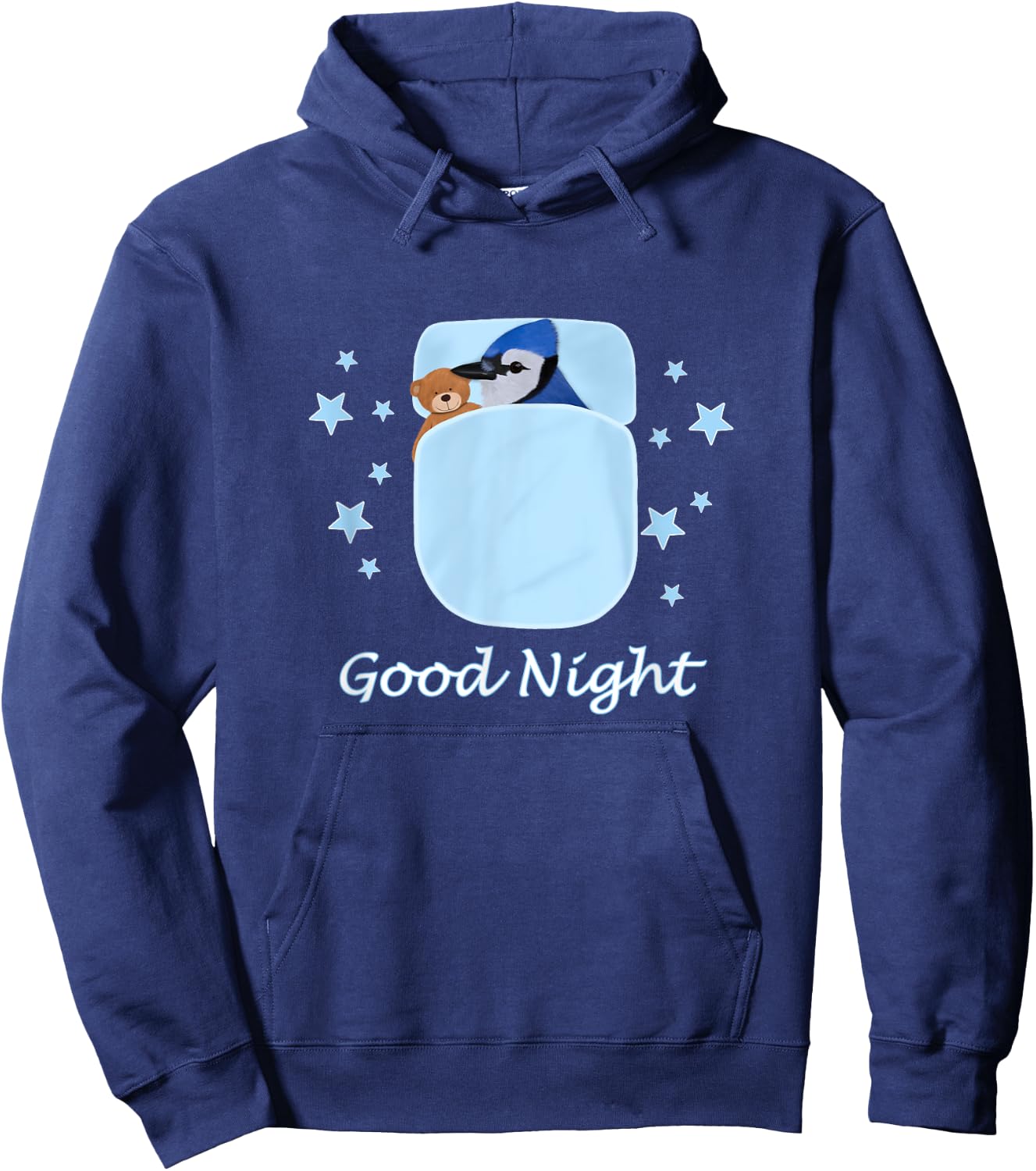 Blue Jay Teddy Bear Good Night Pyjamas Bird Biologist Hoodie - Hoodie | Navy