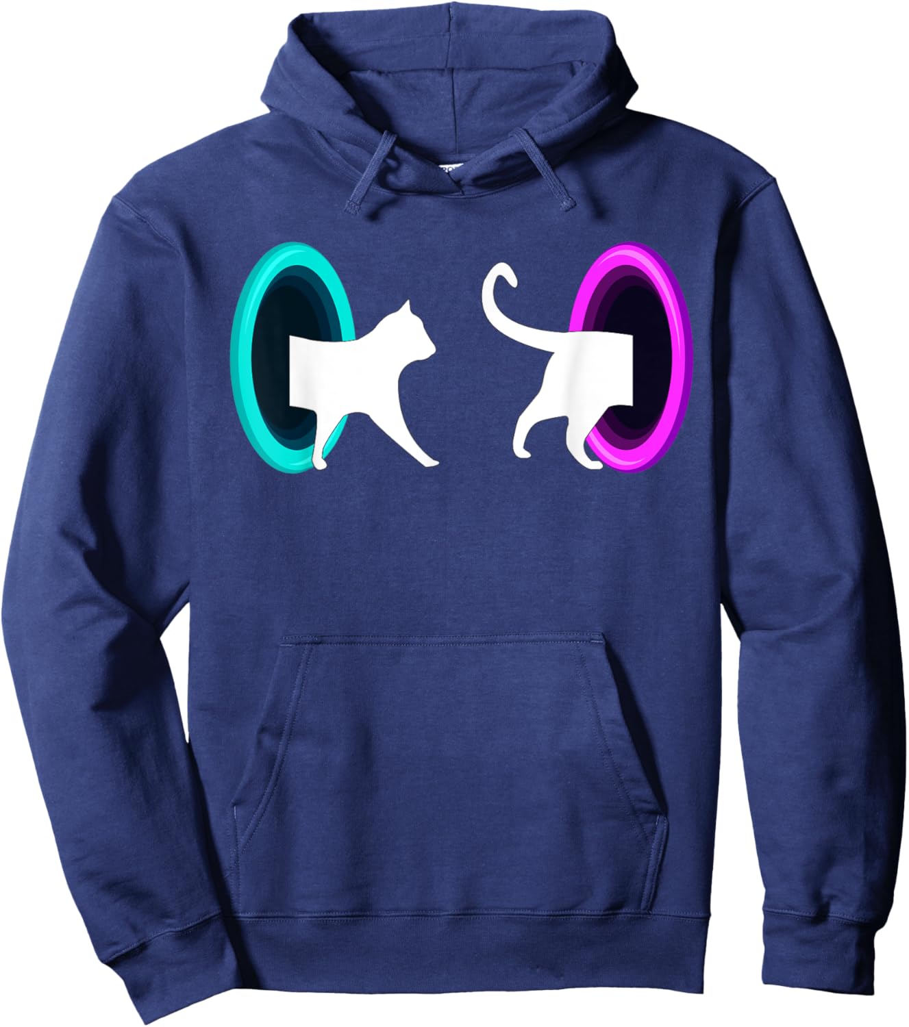 Cat Portal - Cat Time Travel, Science Cat, Physics Cat Hoodie - Hoodie | Navy