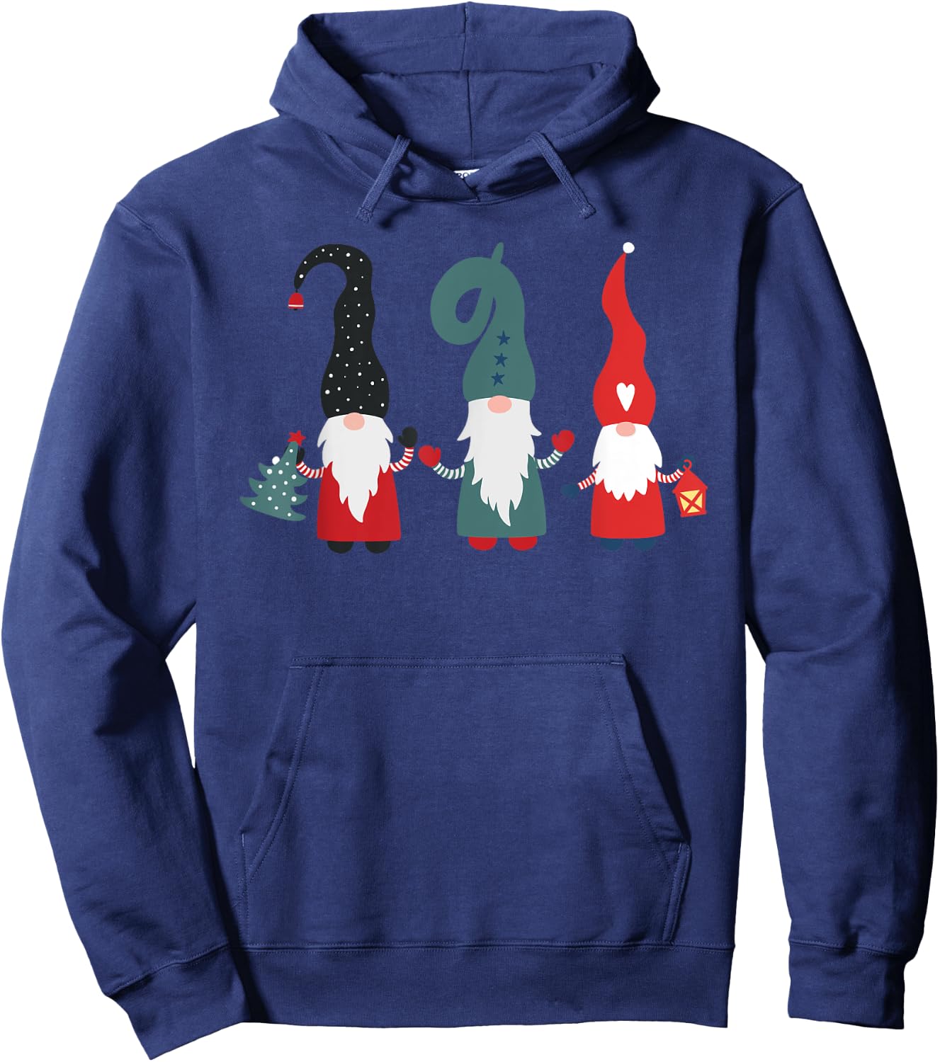 Nordic Christmas Gnomes, Hygge Holiday, Cute Gnomes, Gnome Hoodie - Hoodie | Navy