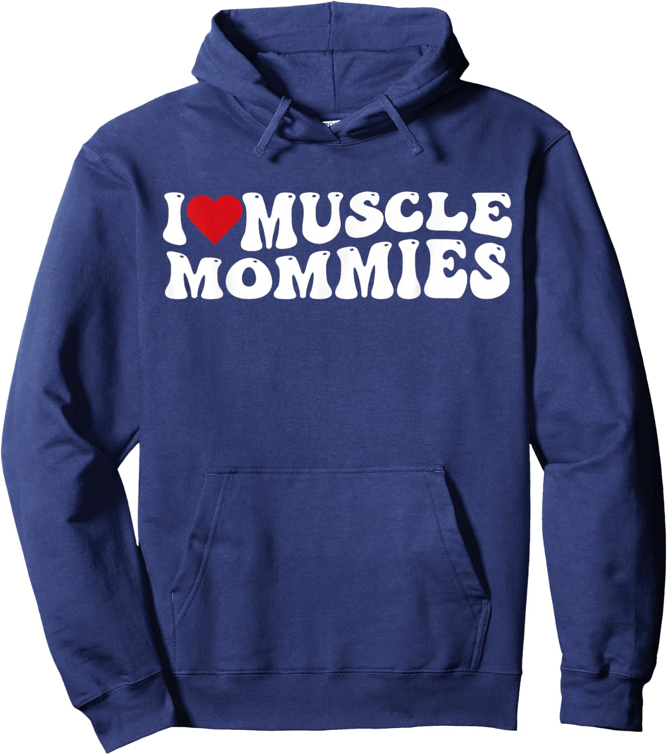 I Love Muscle Mommies Retro Groovy I Heart Muscle Mommies Hoodie - Hoodie | Navy