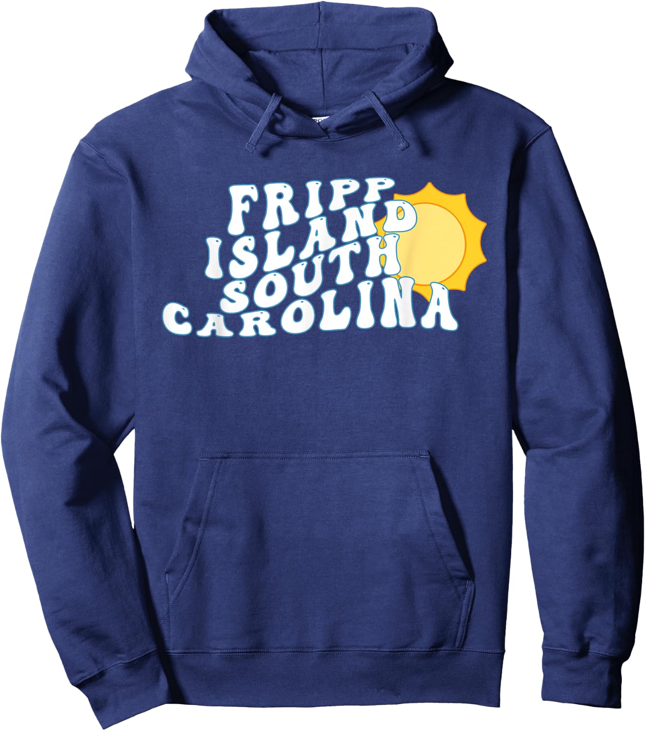 Fripp Island South Carolina SC Retro Wavy Vacation Souvenir Hoodie - Hoodie | Navy