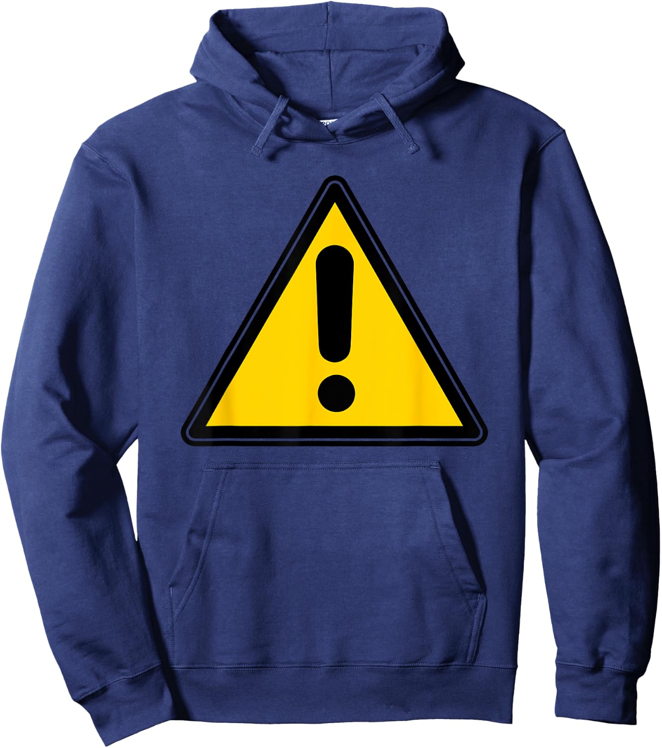 Yellow Caution Warning Exclamation Street Sign Triangle Hoodie - Hoodie | Navy