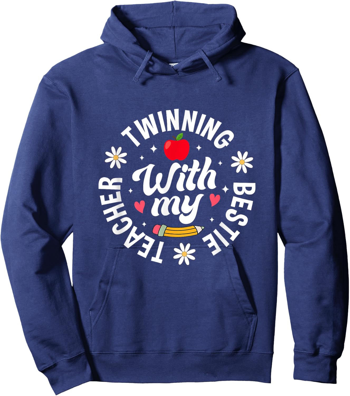 Twin Day Design Teacher Twinning with My Bestie Matching Women Hoodie - Hoodie | Navy
