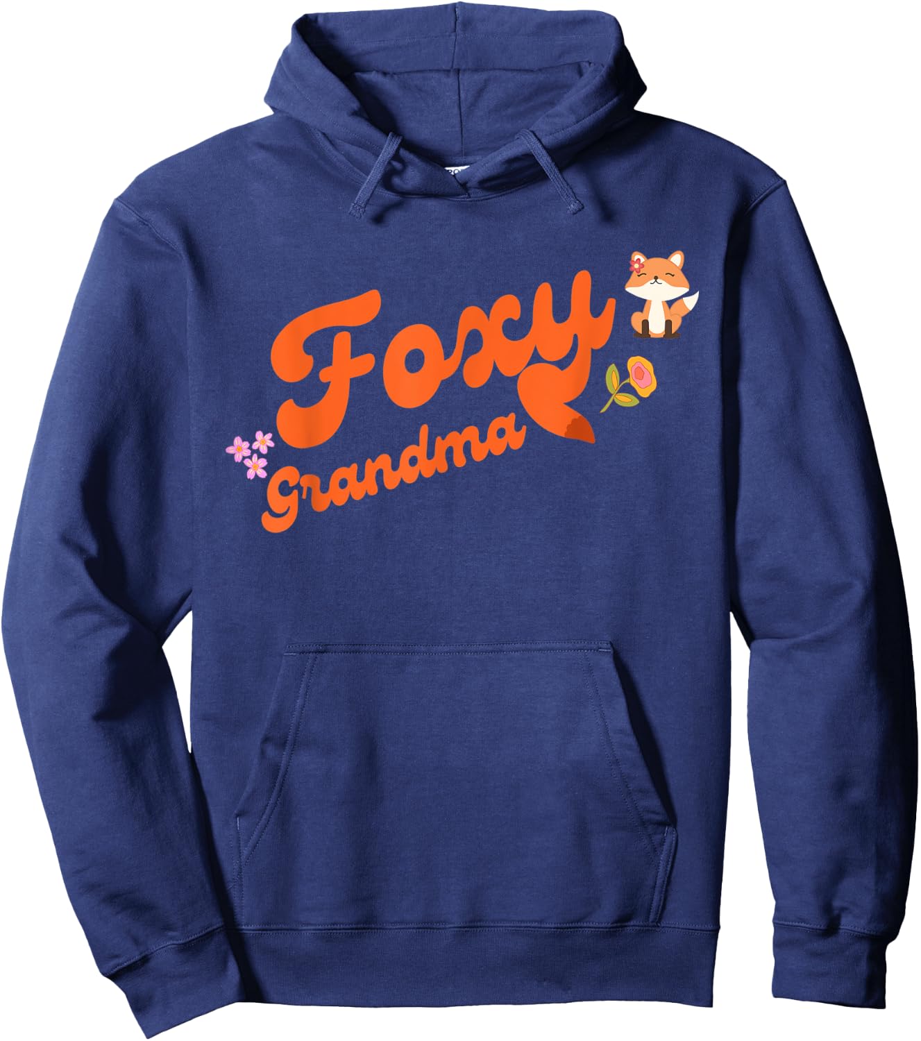 Foxy grandma with flowers and fox and fox tail Hoodie - Hoodie | Navy