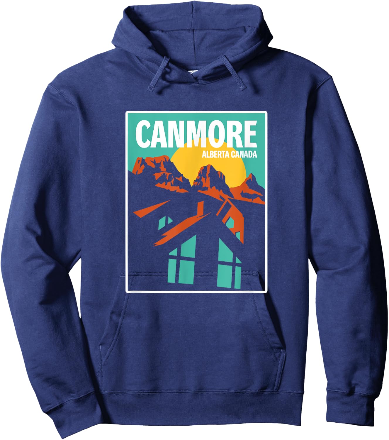Retro Canada Alberta Canmore Three Sisters Mountains Gift Hoodie - Hoodie | Navy