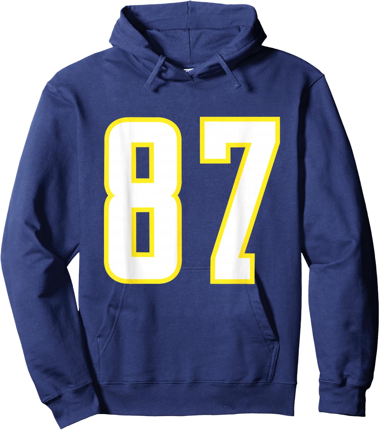 Yellow White Sports Team Number 87 Hoodie - Hoodie | Navy