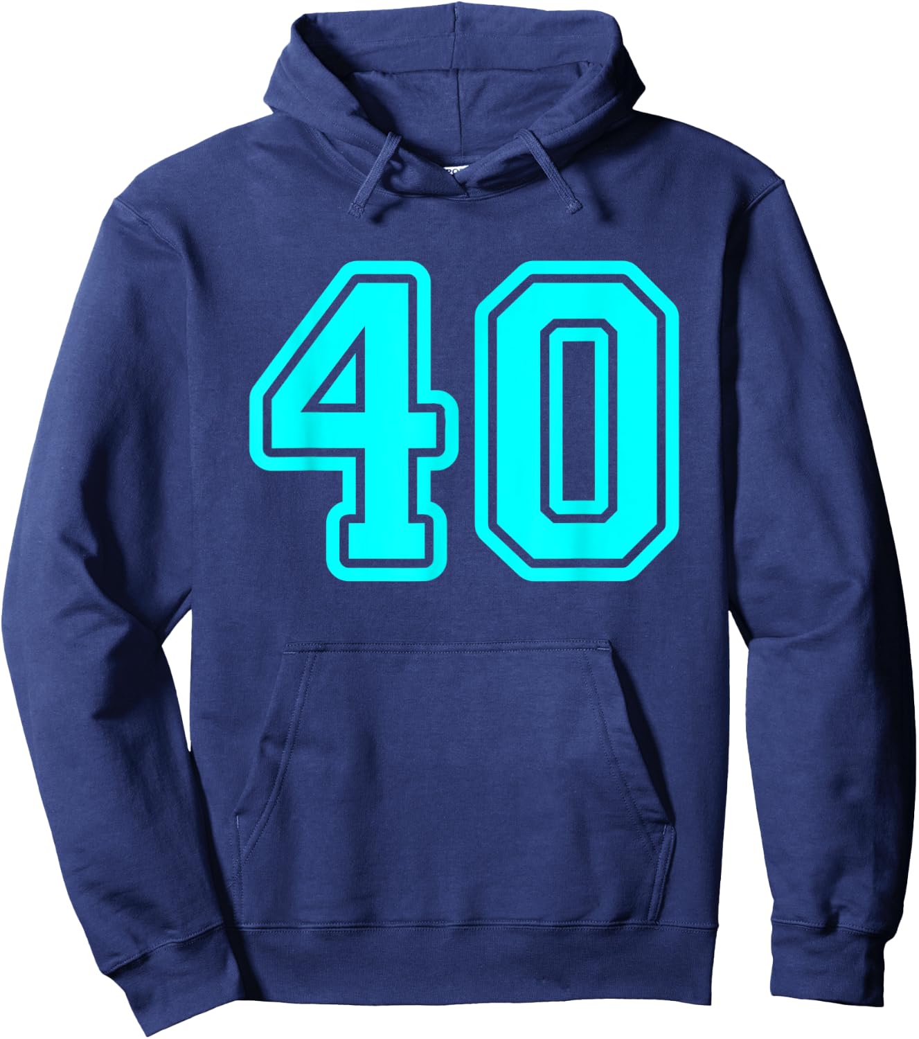 Jersey #40 Cyan Sports Team Player Fan Jersey Number 40 Hoodie - Hoodie | Navy