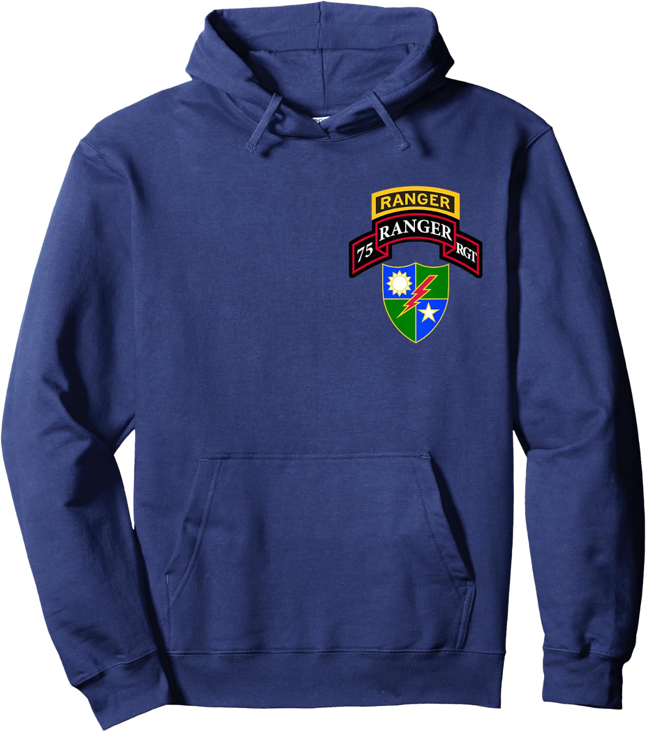 Kids Army Ranger - 75th Ranger Scroll, Tab, DUI for Boys, Girls Hoodie - Hoodie | Navy