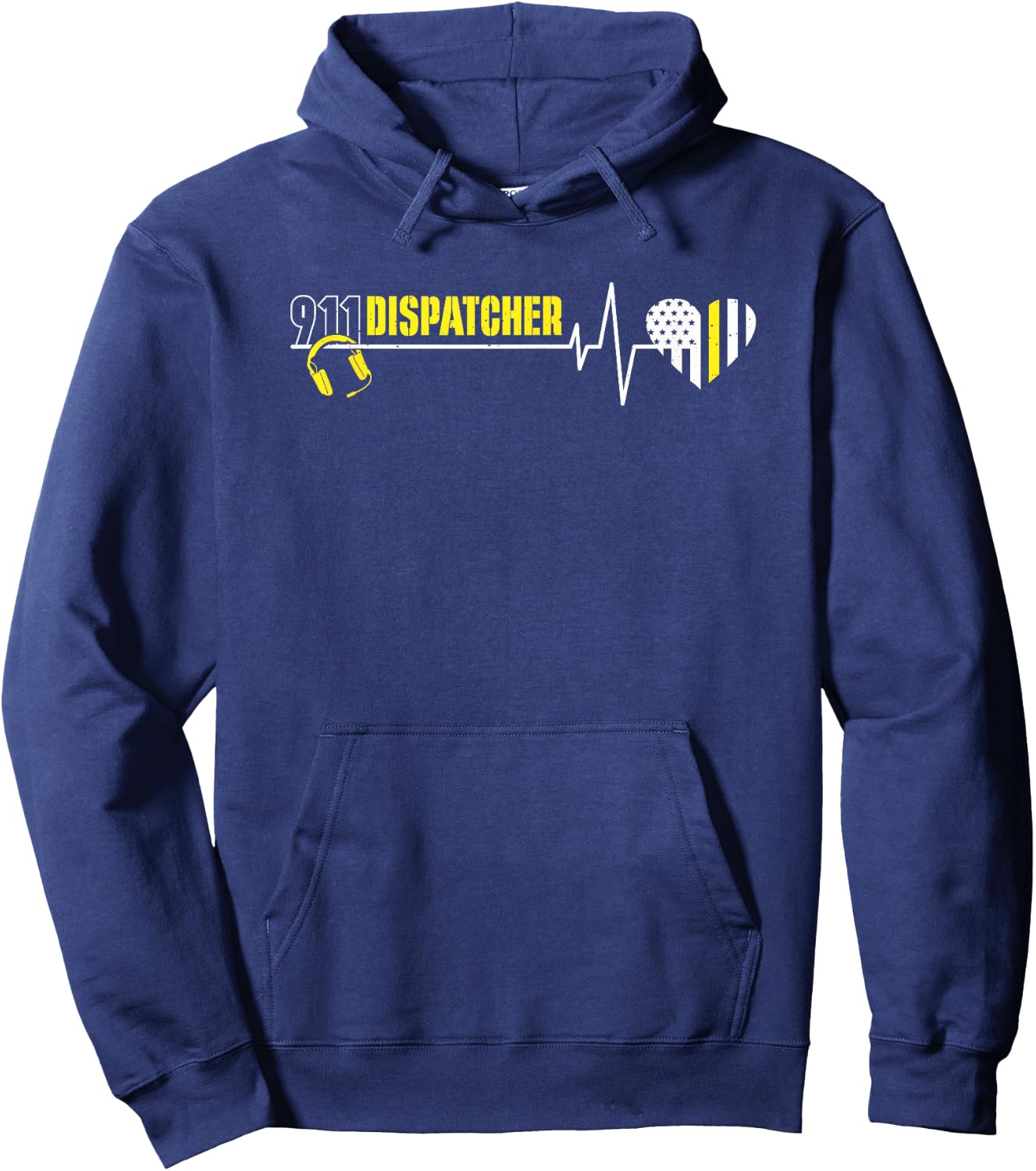 911 Dispatcher Heartbeat Dispatch Operator 911 Dispatcher Hoodie - Hoodie | Navy