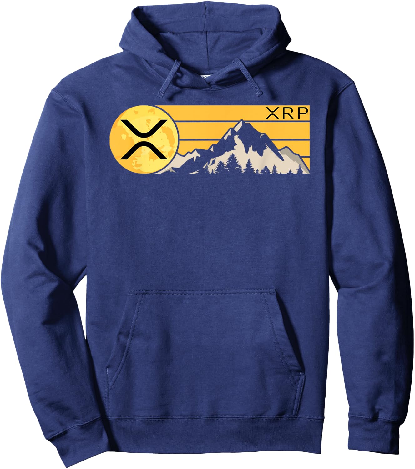 XRP Crypto Moon Mountain XRP Cryptocurrency Coin Hoodie - Hoodie | Navy