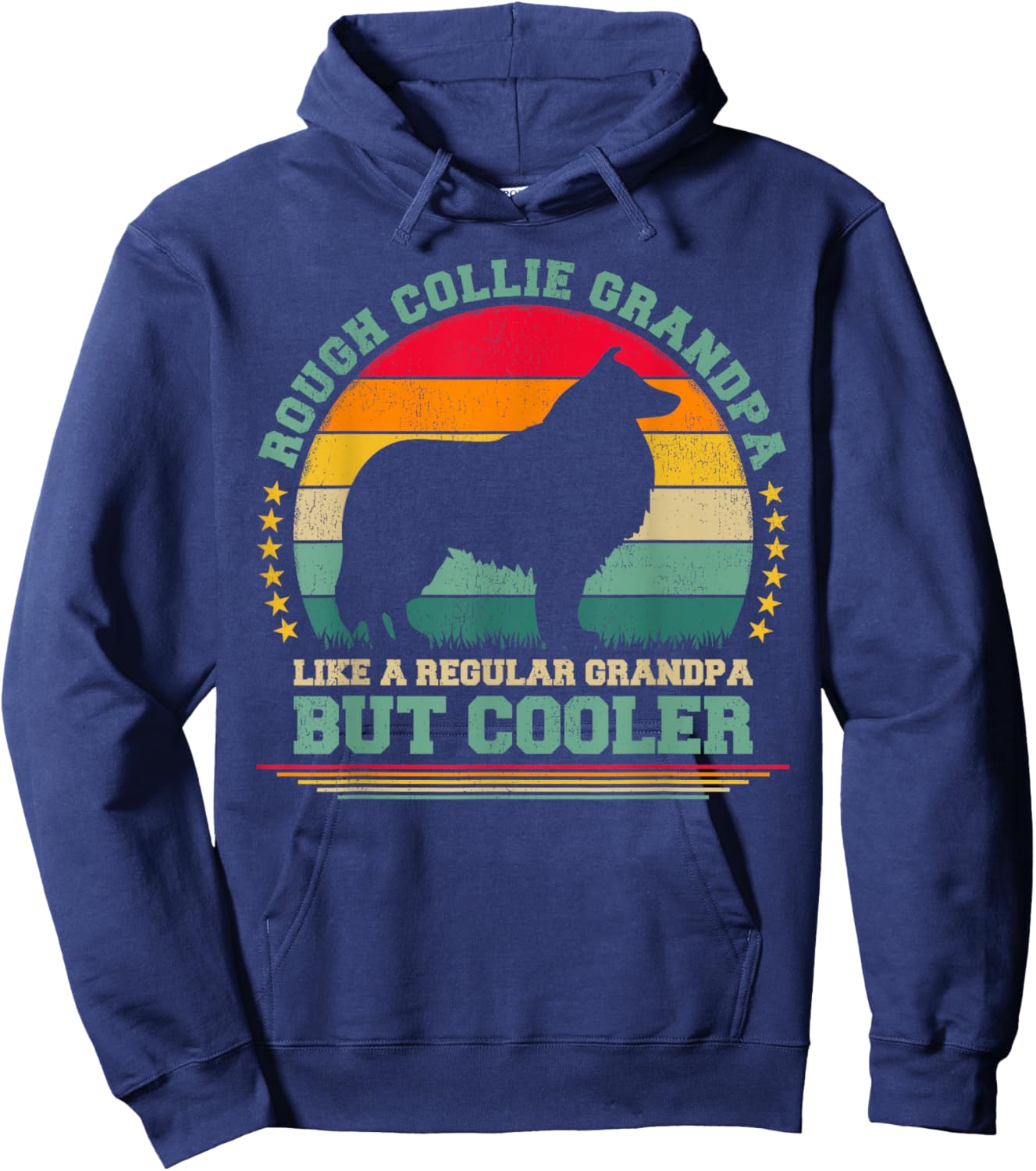 Rough Collie Grandpa Like A Regular Grandpa Father's Day Hoodie - Hoodie | Navy
