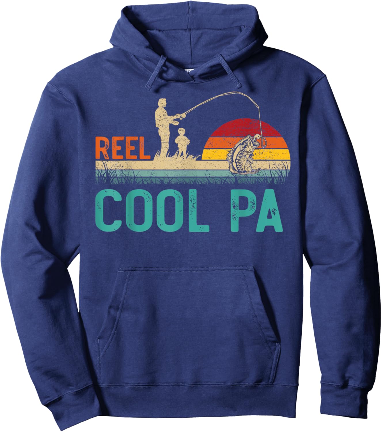 Reel Cool Pa Vintage Retro Fishing Father's Day Hoodie - Hoodie | Navy