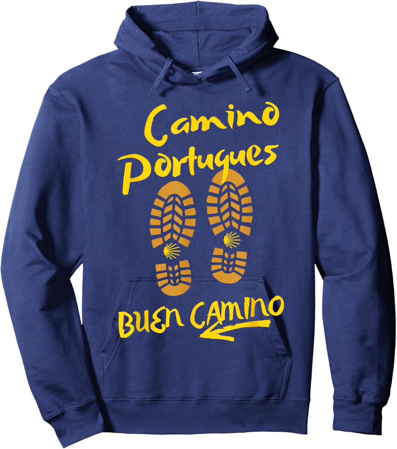 Camino Portugues, BUEN CAMINO, Hiking Boots Hoodie - Hoodie | Navy