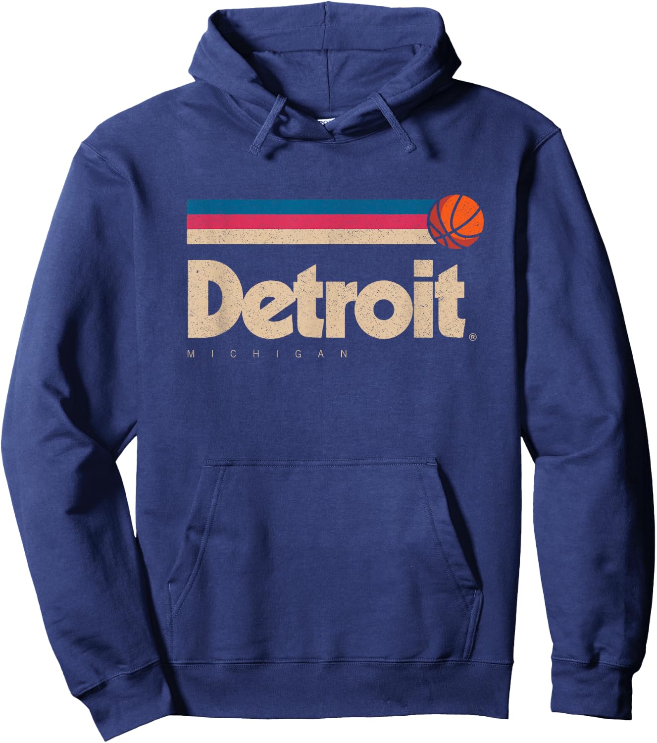 Detroit Basketball B-Ball City Michigan Retro Detroit Hoodie - Hoodie | Navy