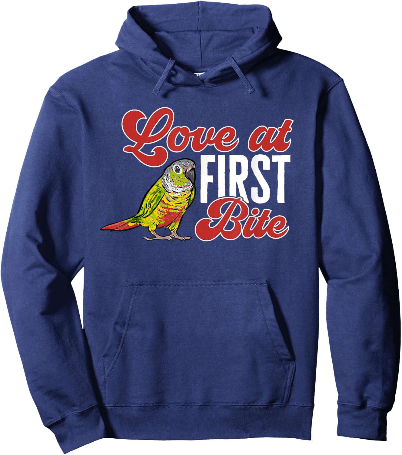 Green Cheek Conure Love At First Bite Parrot Bird Conure Hoodie - Hoodie | Navy
