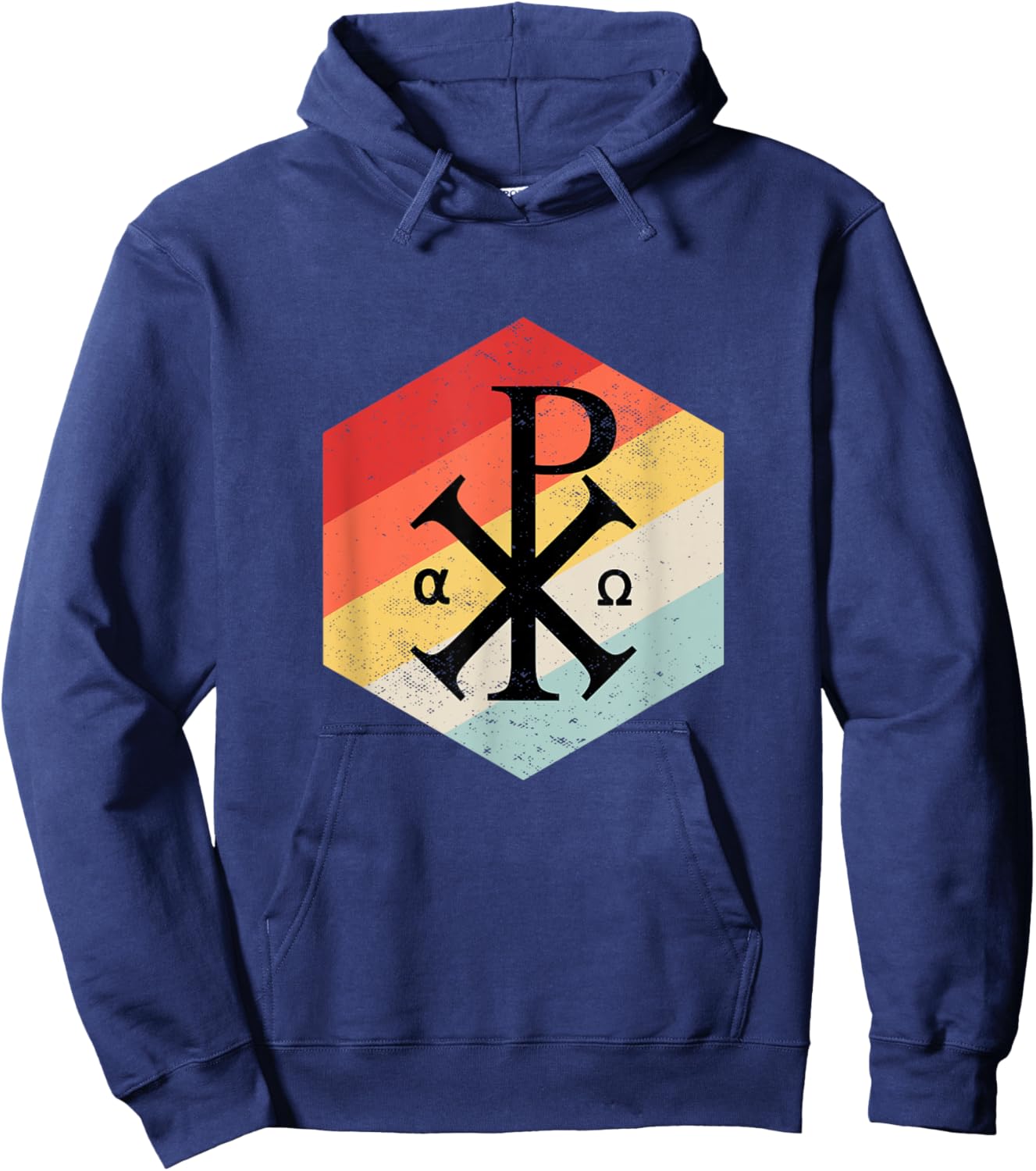 Chi Rho Symbol Motif Jesus Constantine Cross Christian Hoodie - Hoodie | Navy