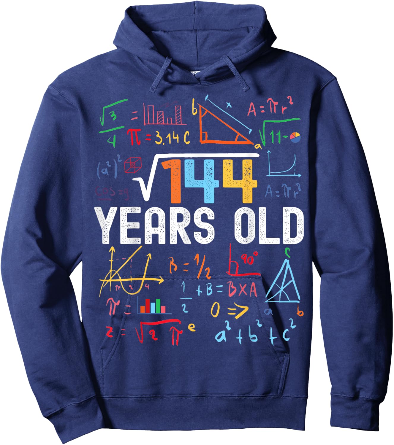 Square Root Of 144 12th Birthday 12 Years Old Birthday Hoodie - Hoodie | Navy