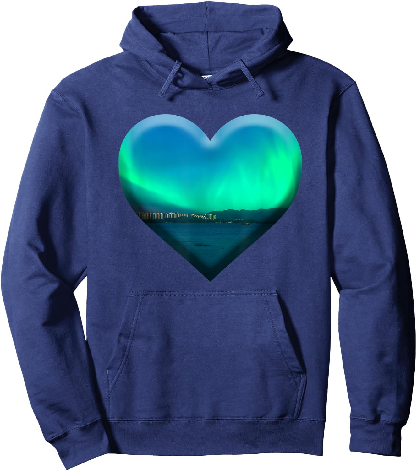 Northern Light Aurora Borealis Heart Shape Love Nature Sky Hoodie - Hoodie | Navy