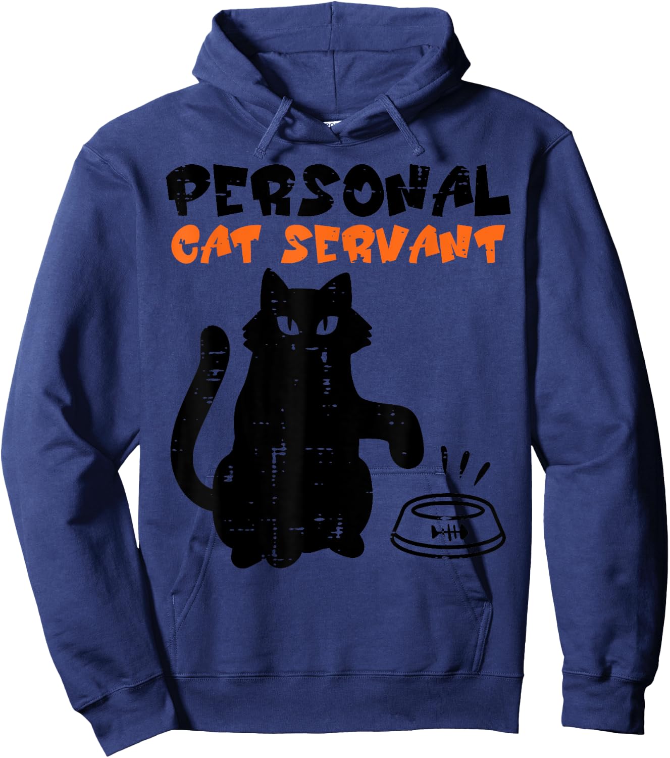 Black Cat Personal Servant Funny Fur Mom Dad Men Women Kids Hoodie - Hoodie | Navy