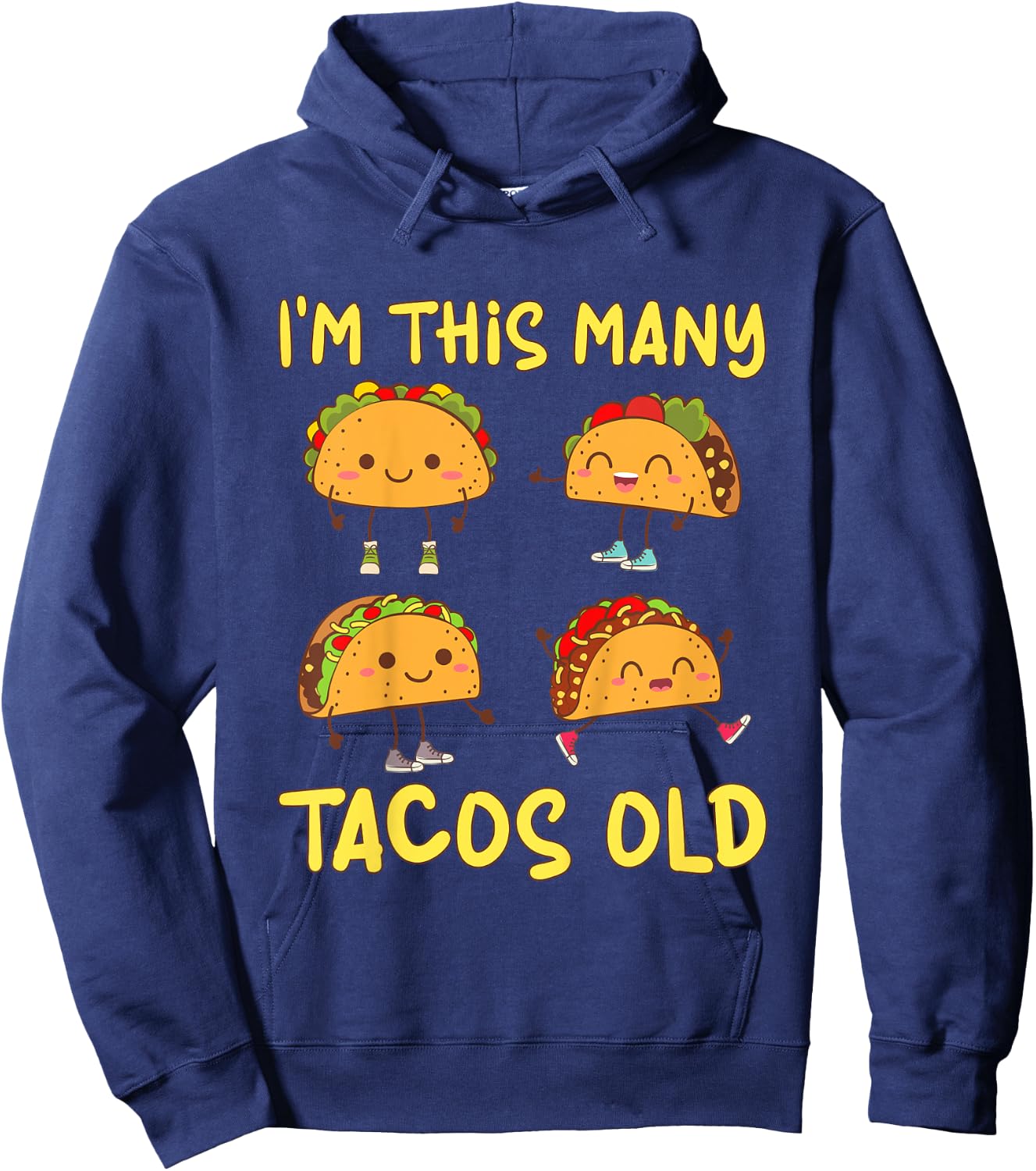 Kids 4 Years Old Boy Tacos Old 4th Birthday Kids Hoodie - Hoodie | Navy