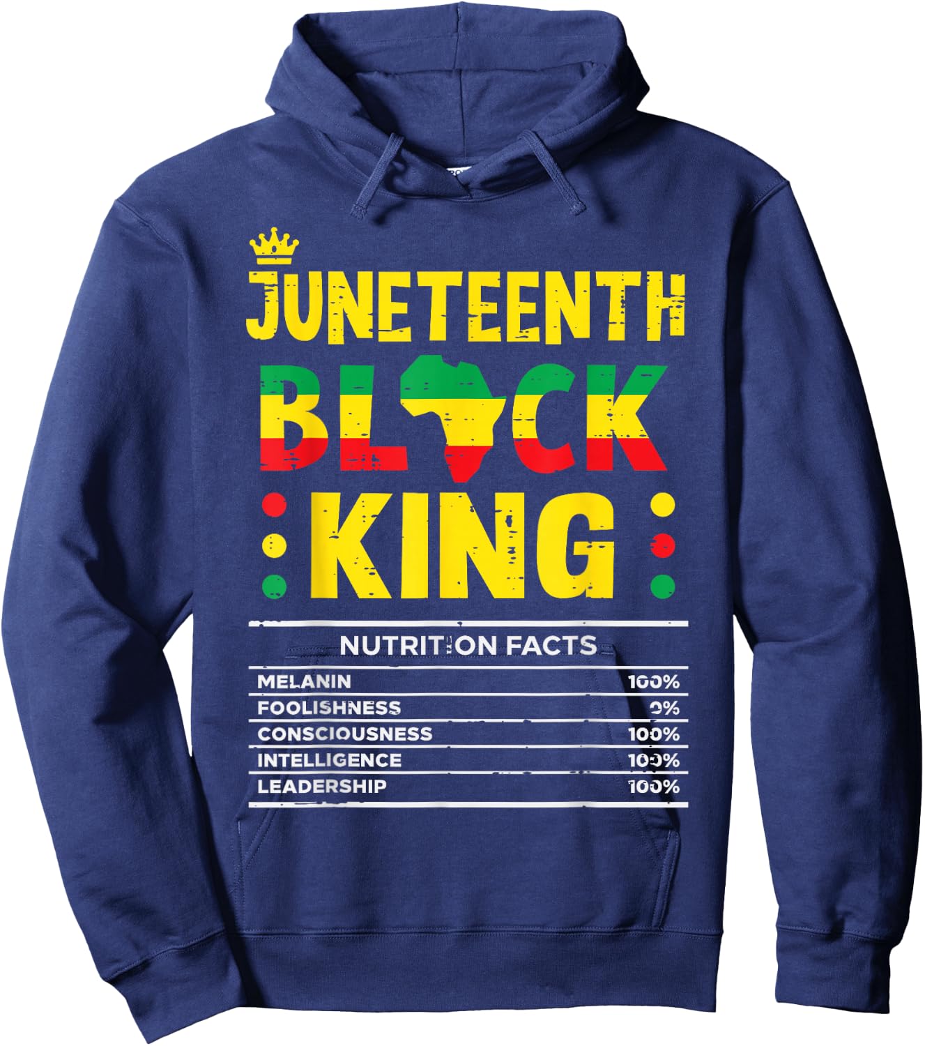 Juneteenth Black King African American Men Boys Kids Youth Hoodie - Hoodie | Navy