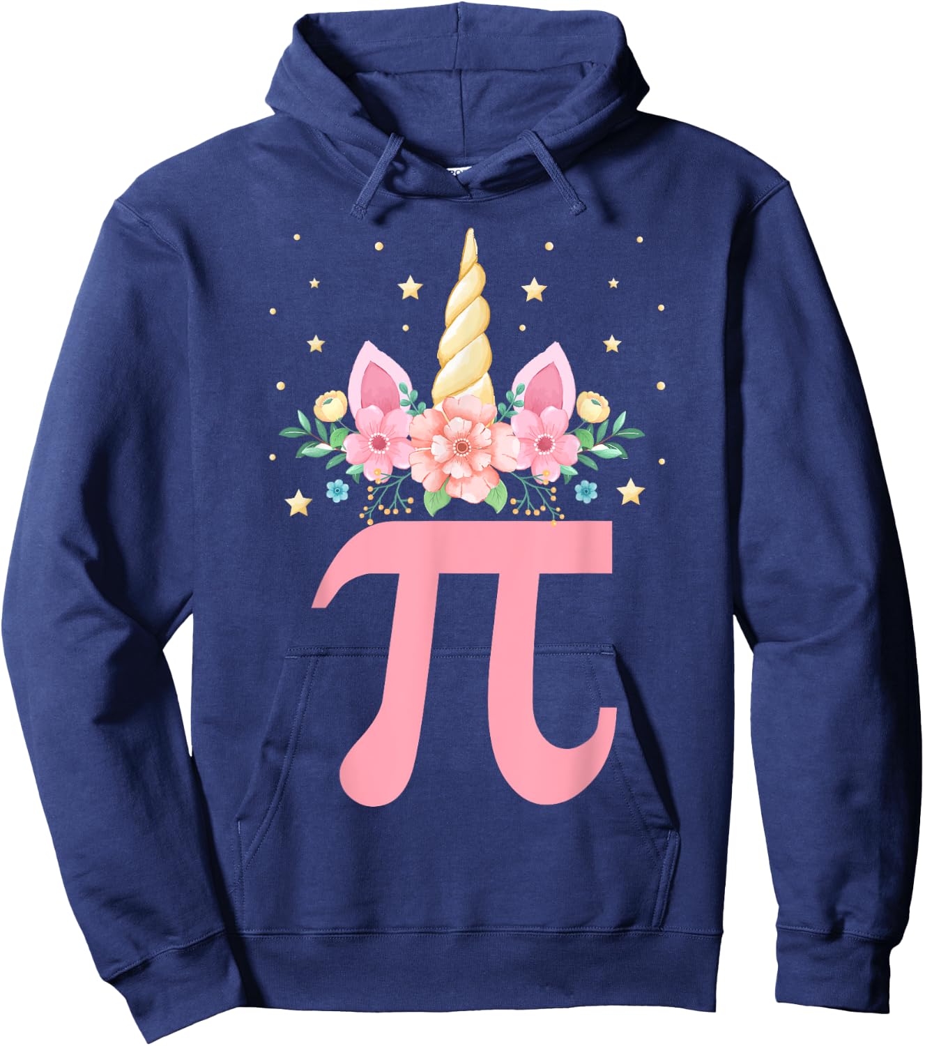 Cute Unicorn Pi day Floral Kids Boys Girls Math Teachers Hoodie - Hoodie | Navy