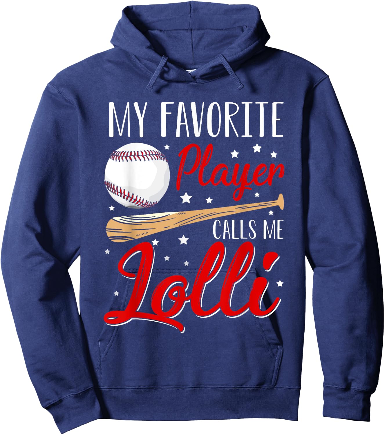 Baseball My Favorite Player Calls Me Lolli Heart Grandma Hoodie - Hoodie | Navy