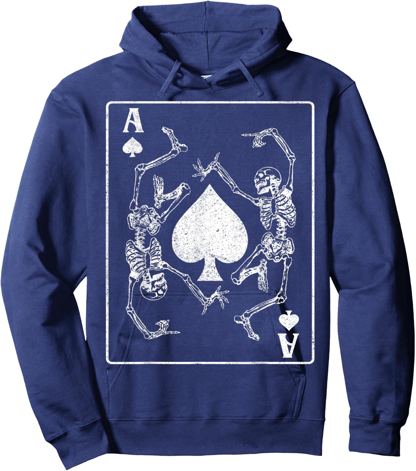 Goth Punk Ace Of Spades Card Shark Gambler Skeleton Vintage Hoodie - Hoodie | Navy