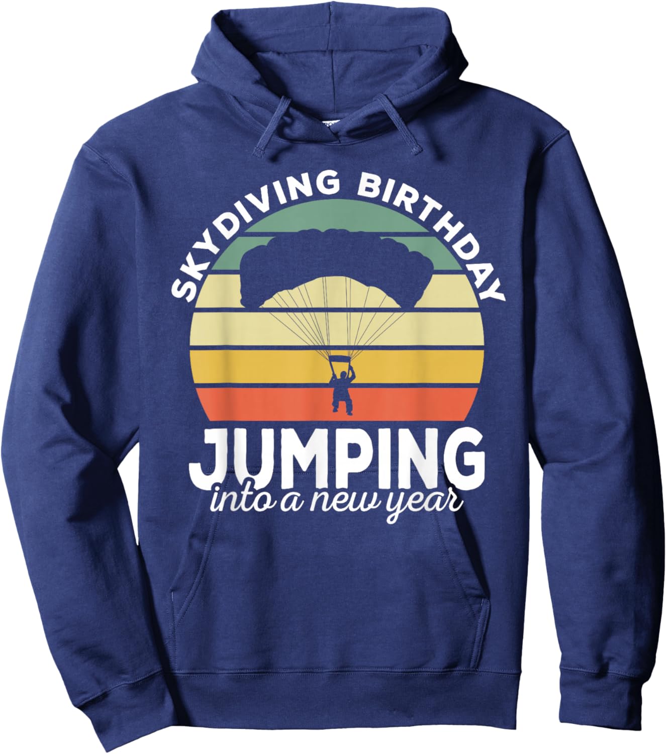 Funny Skydiver Retro Designs Skydiving Birthday Parachuting Vintage Black -Adults Hoodie - Hoodie | Navy