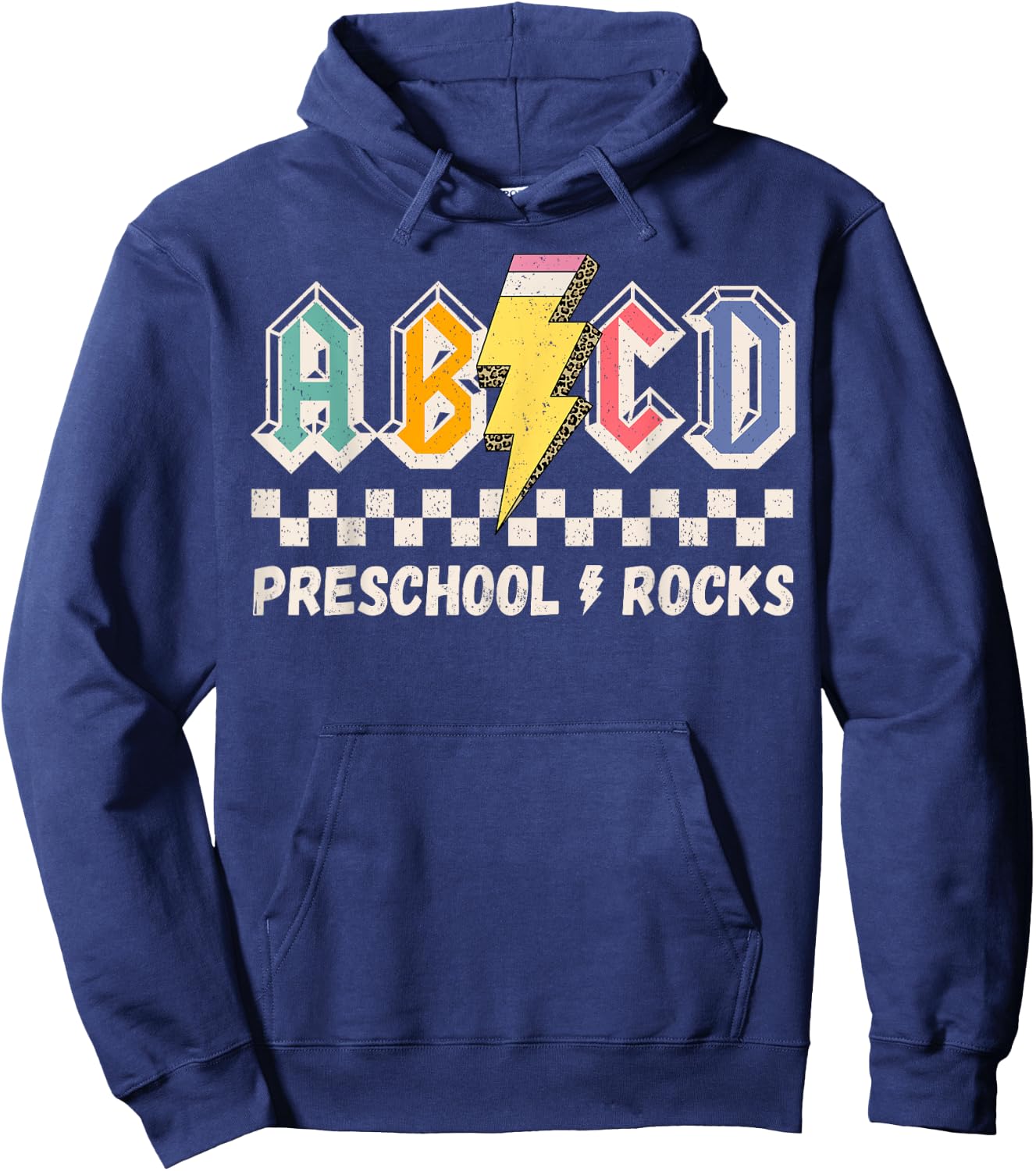 ABCD Preschool Rocks Pencil Lightning Teachers Rock Boys Hoodie - Hoodie | Navy