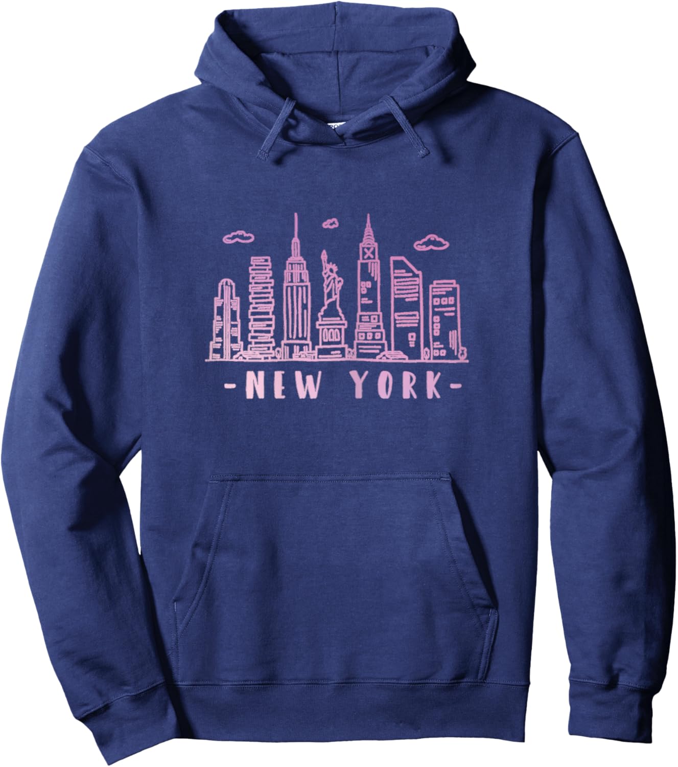 NYC Skyline Pink Vintage New York City NY Hoodie - Hoodie | Navy