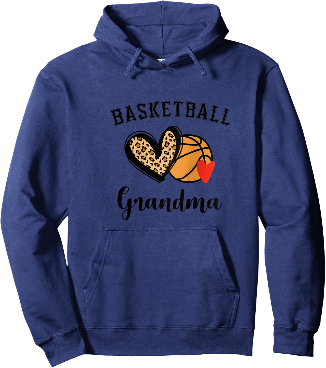 Basketball Grandma Leopard Heart Grandmother Raglan Baseball Hoodie - Hoodie | Navy