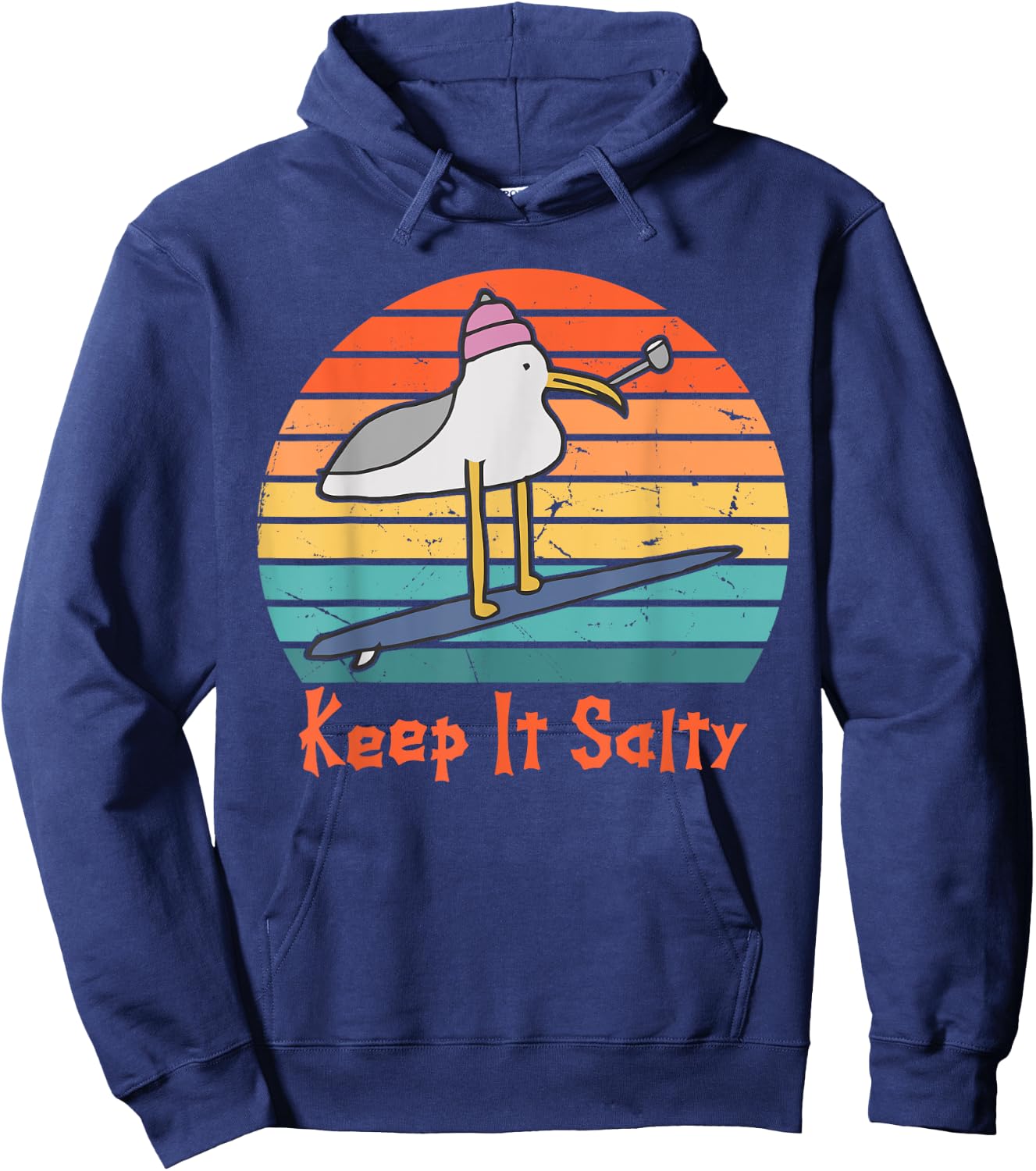 Keep It Salty Vintage Sunset Seagull Lover Funny Quote Hoodie - Hoodie | Navy