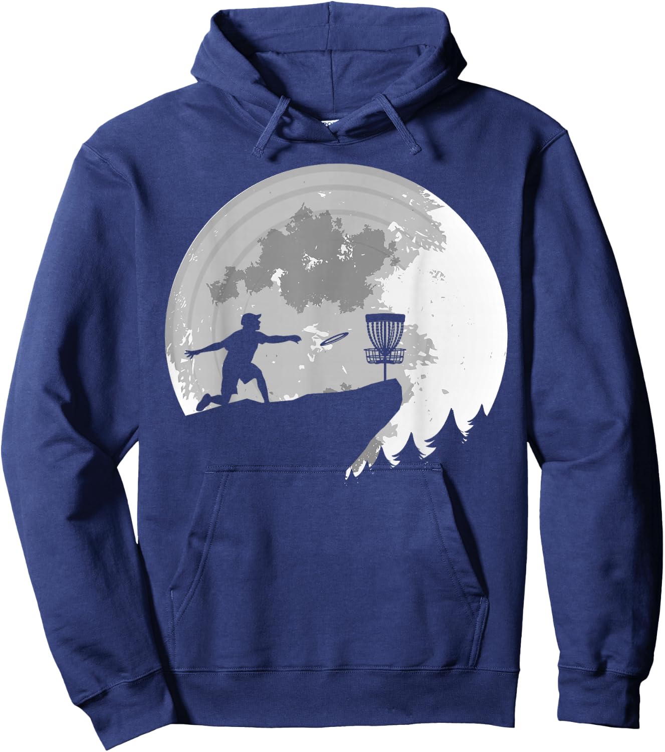 Disc Golfing Funny Full Moon Disc Golf Men Hoodie - Hoodie | Navy