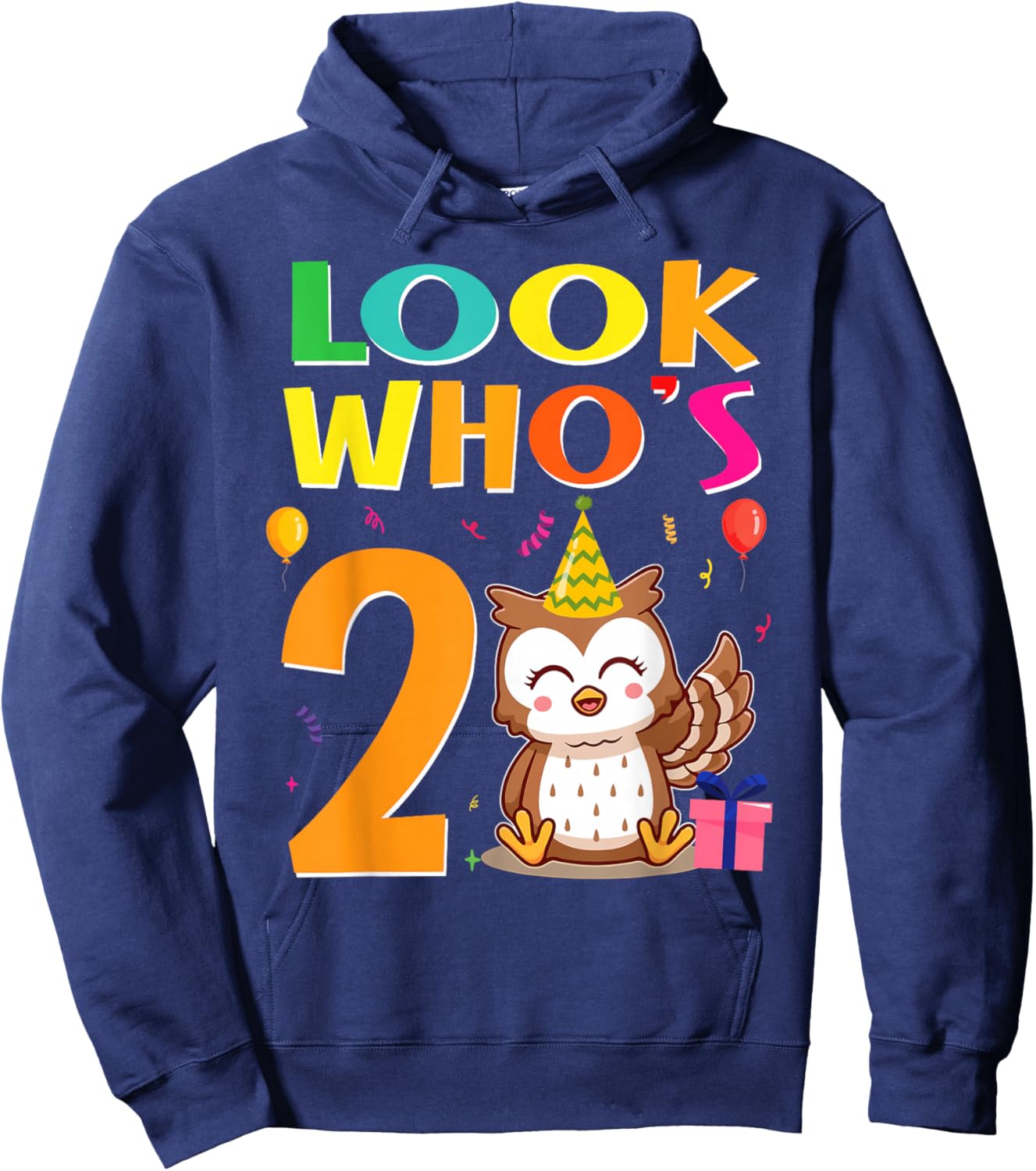 2nd Birthday Owl Look Whoos 2 Years Old Party Hoodie - Hoodie | Navy