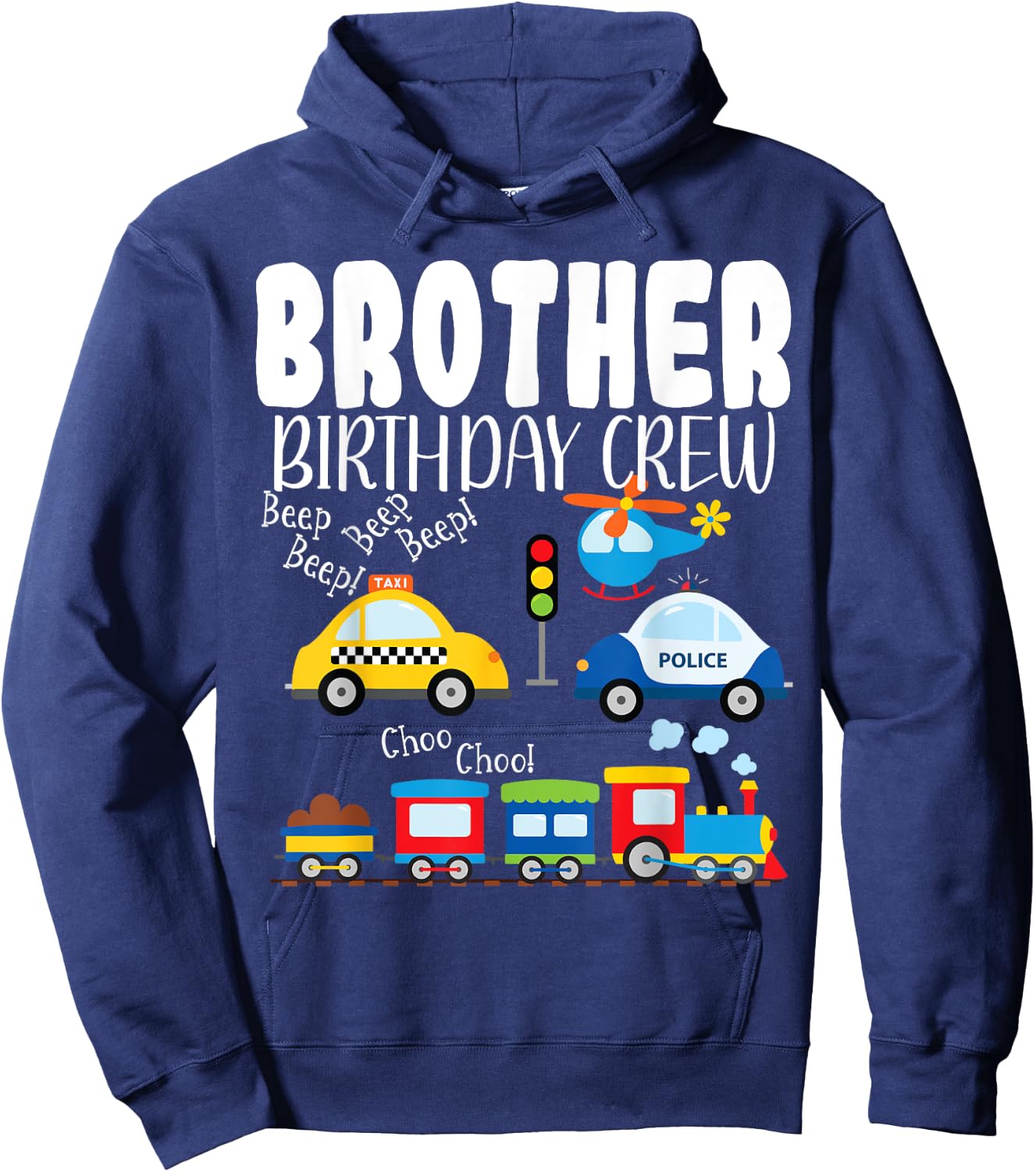 Brother Birthday Crew Trucks Train Birthday Party Toddler Hoodie - Hoodie | Navy