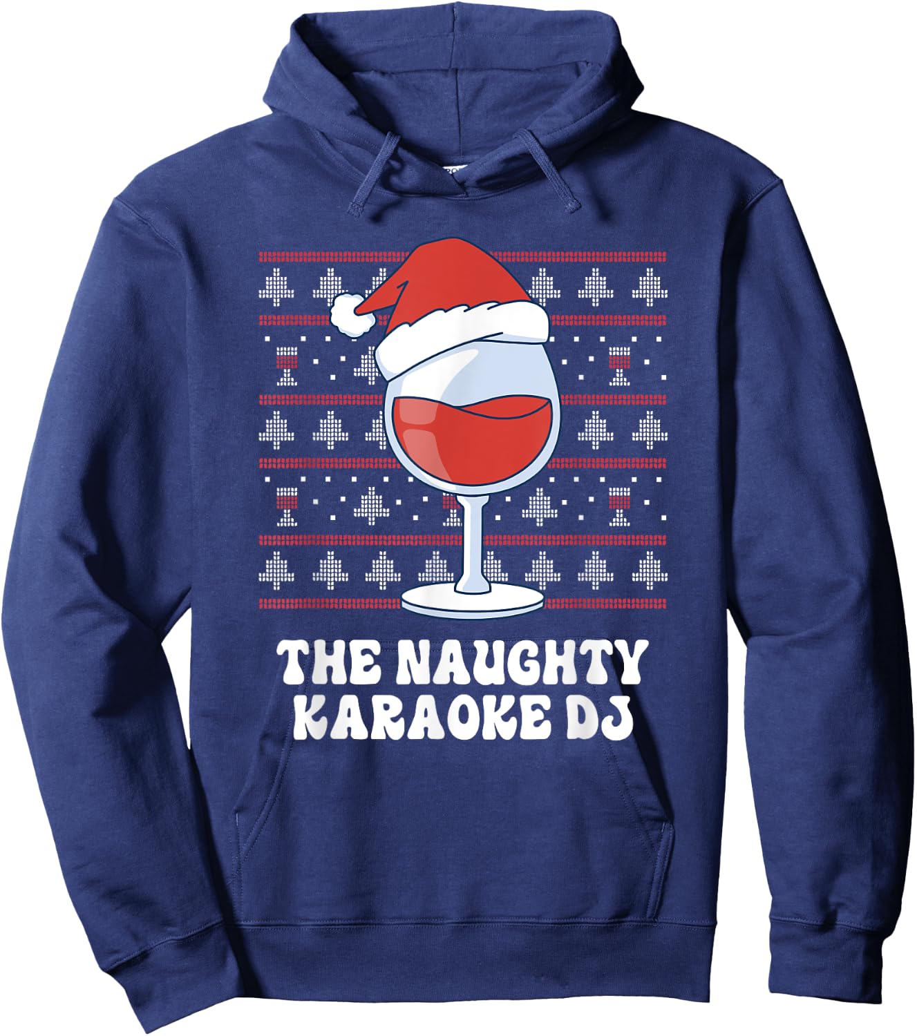 The Naughty Karaoke DJ Funny Christmas Hoodie - Hoodie | Navy