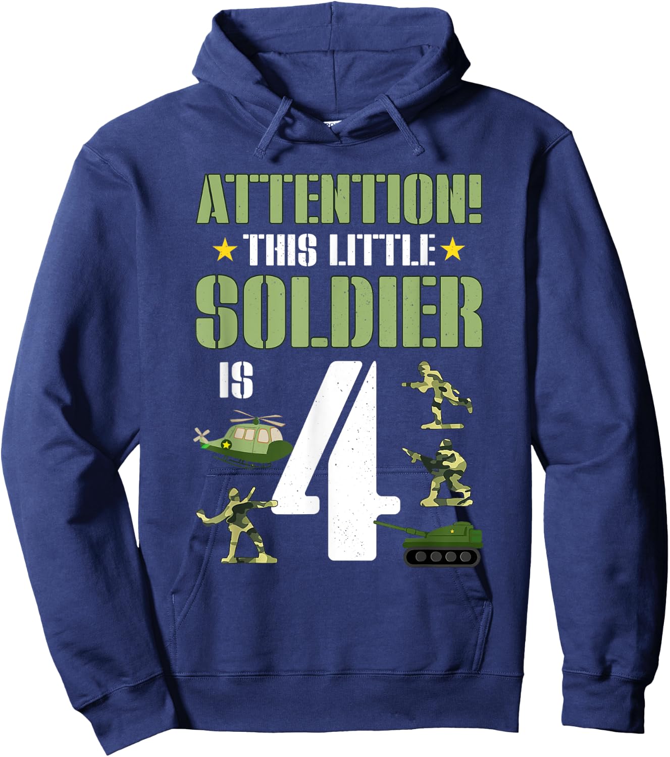 4th Birthday Soldier 4 Year Old Military Themed Camo Boy Hoodie - Hoodie | Navy
