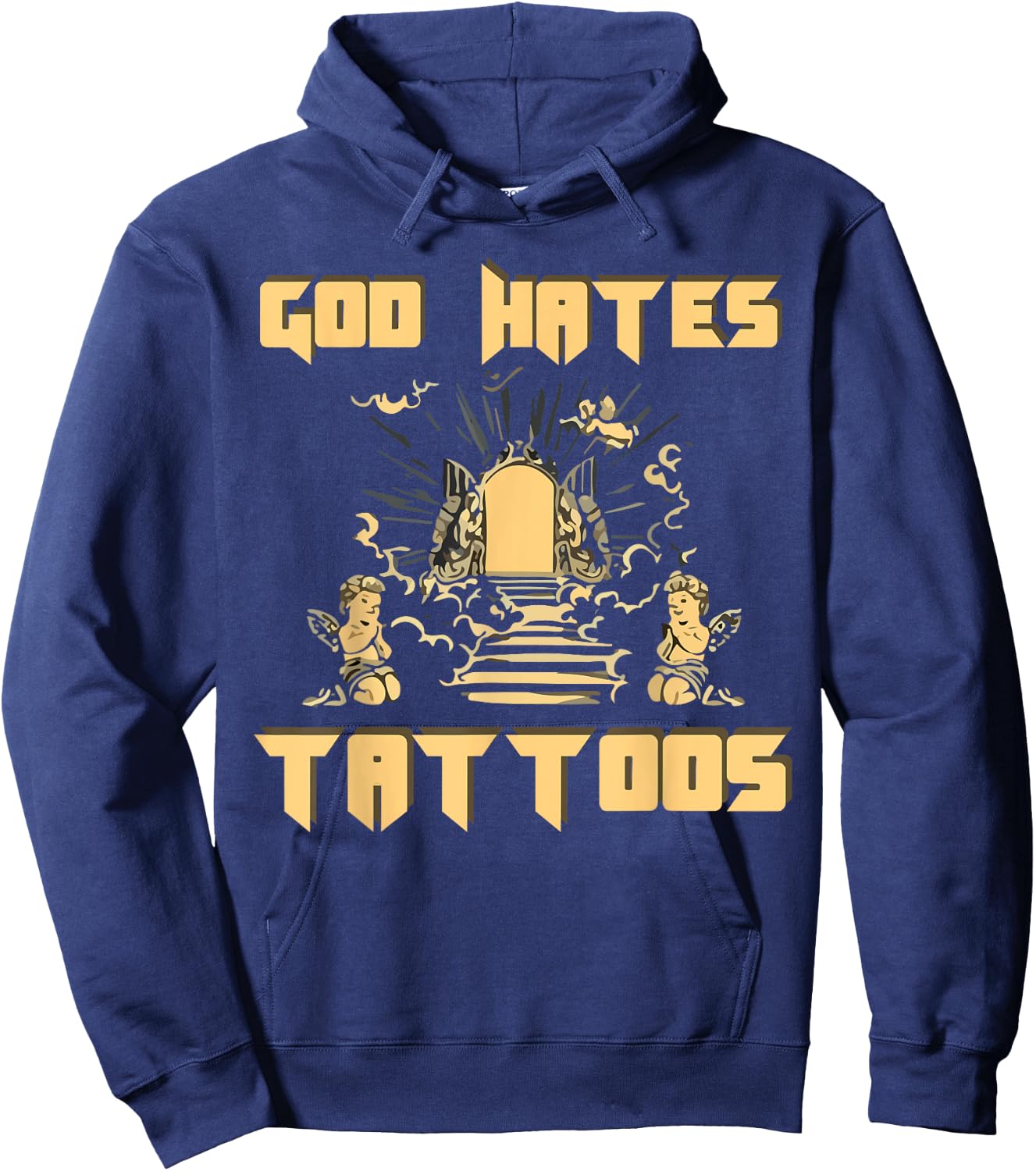 God Hates Tattoos Christian Bible Jesus Anti Tattoo Religion Hoodie - Hoodie | Navy
