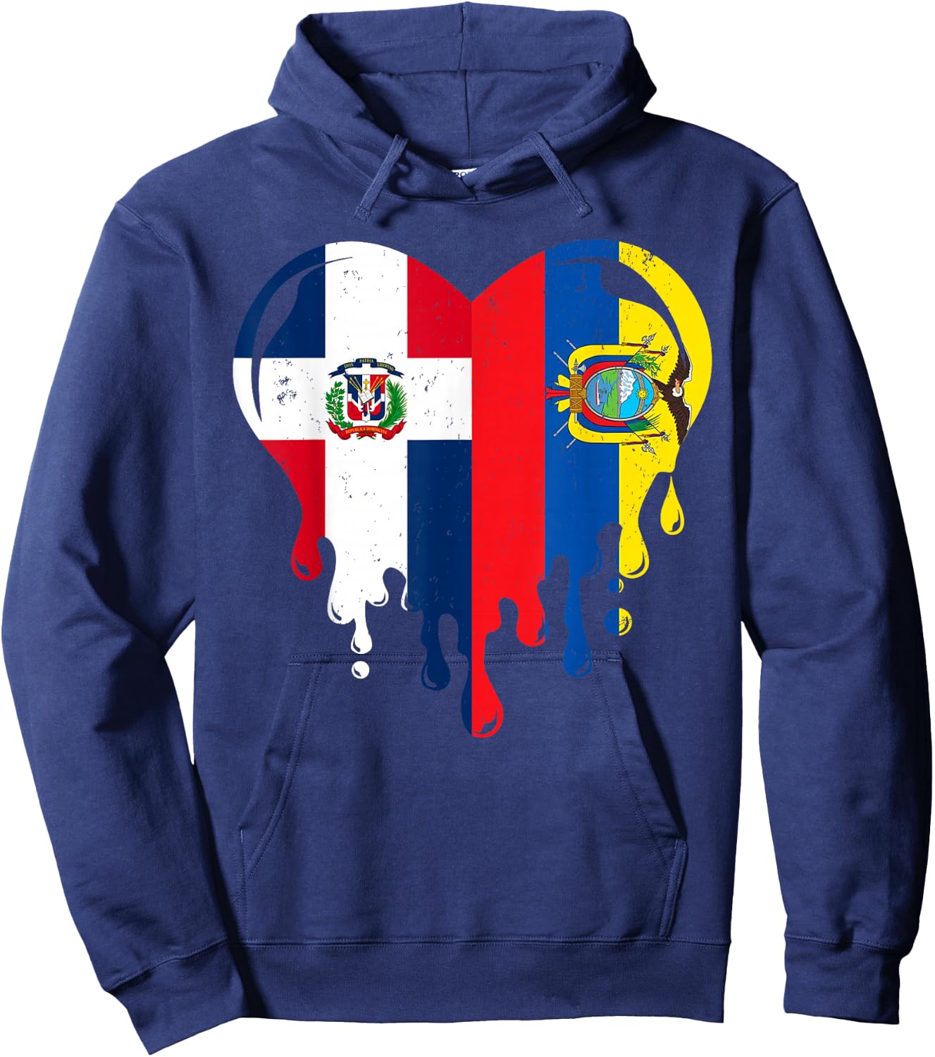 Dominican Republic Ecuador Flag Heart Dominican Ecuadorian Hoodie - Hoodie | Navy