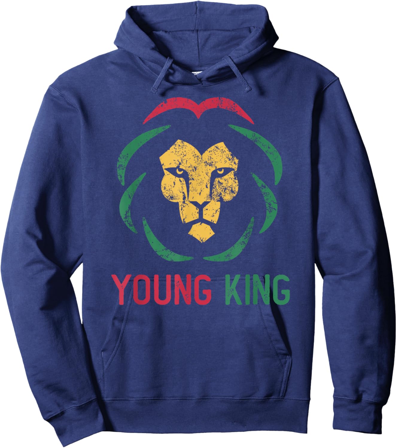 Young King African Lion Boy Black History Month African Boys Hoodie - Hoodie | Navy